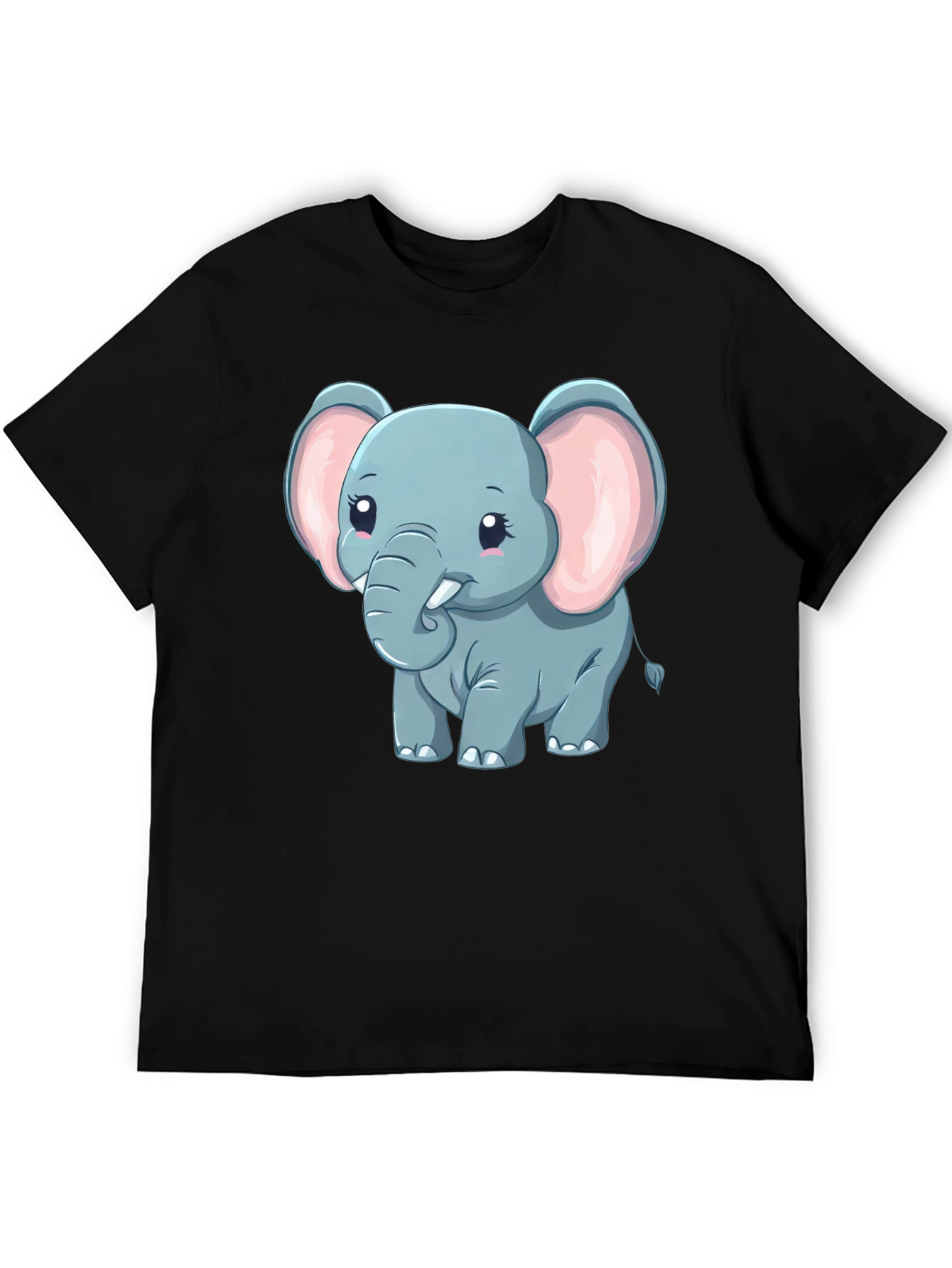 Black Cute Elephant Graphic Tee - Black Cotton Blend view 5