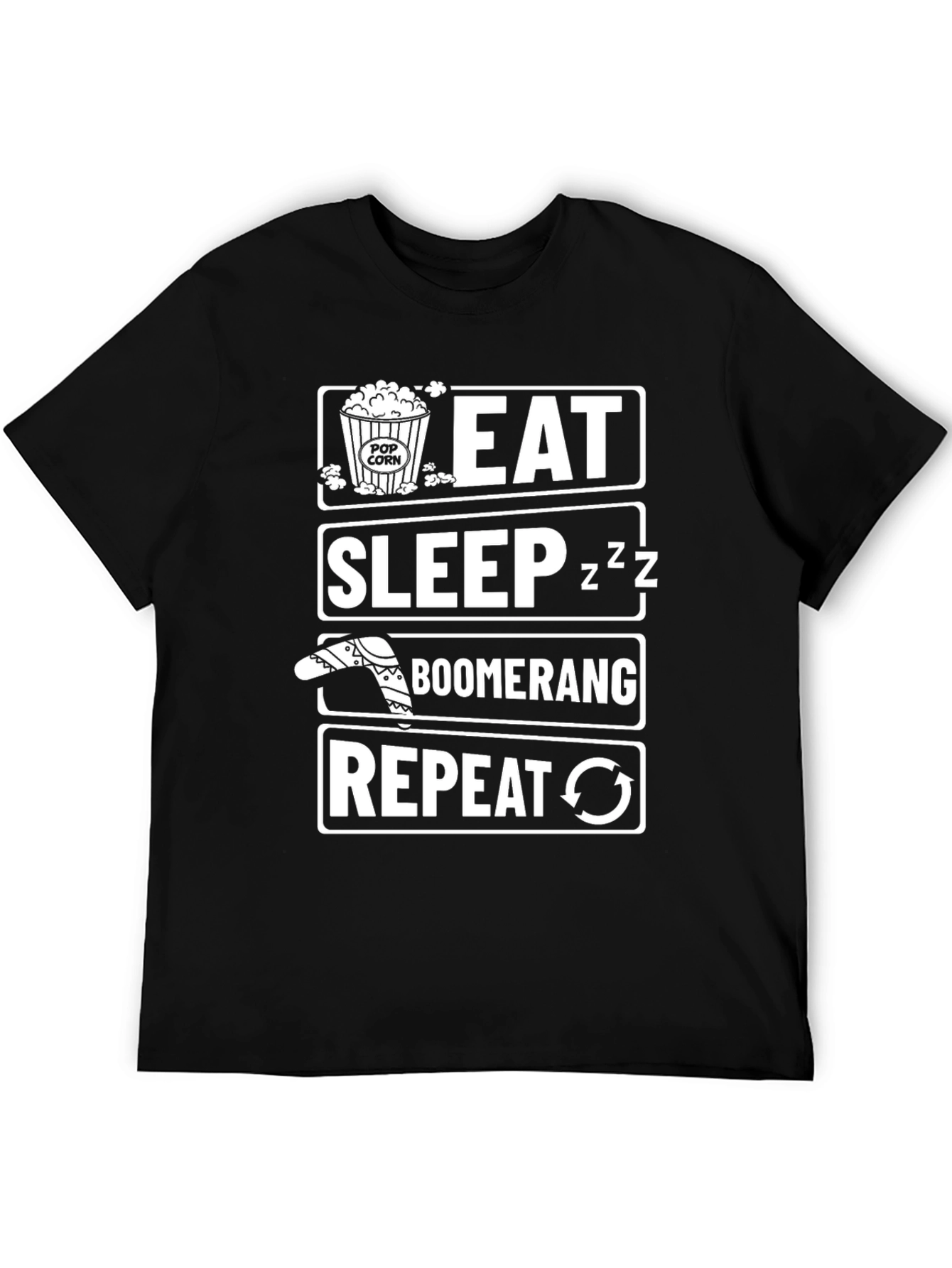 Black Eat Sleep Boomerang Repeat Graphic Tee view 5