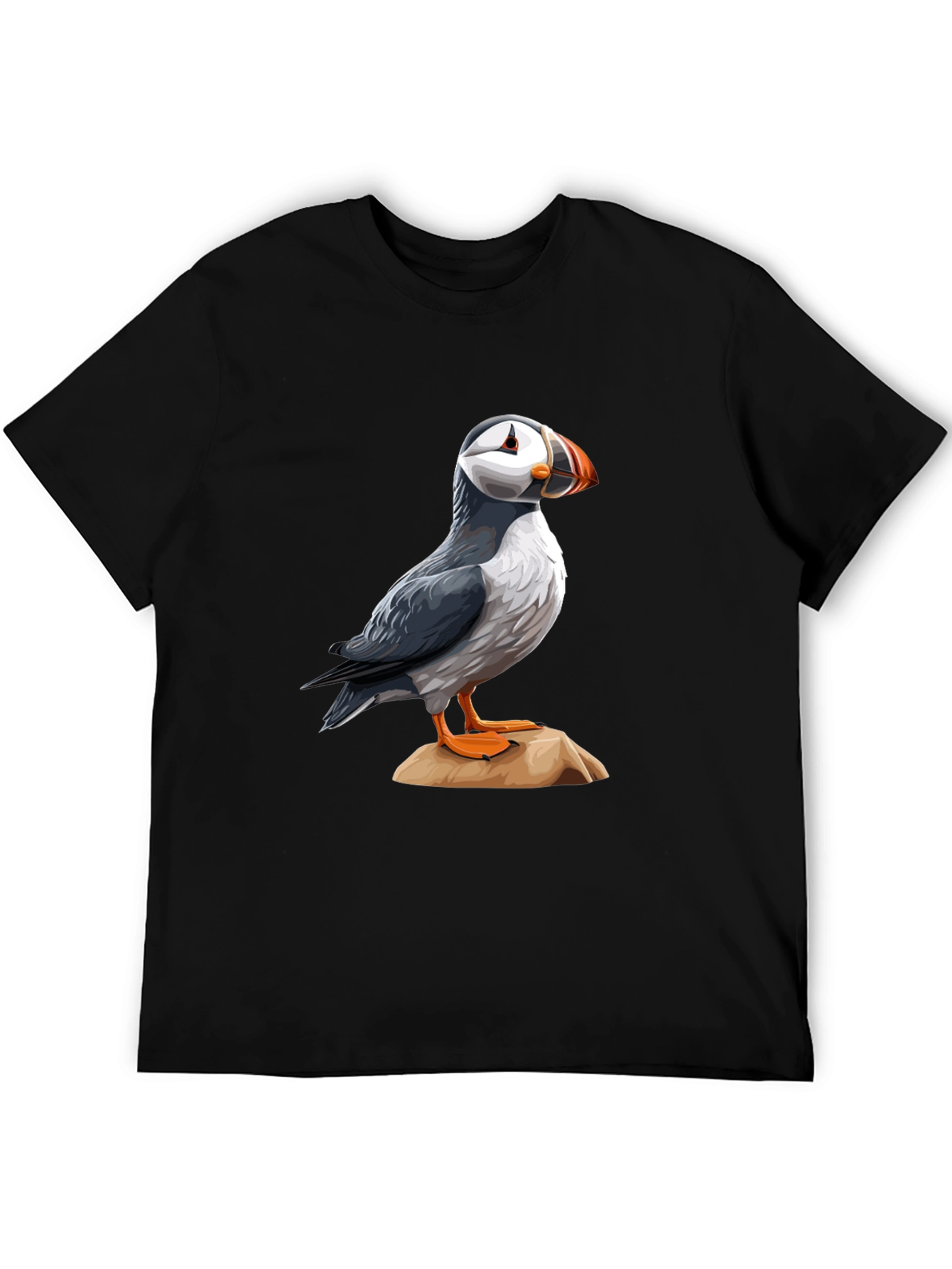 Black Puffin Bird Graphic T-Shirt - Black Casual Tee view 5