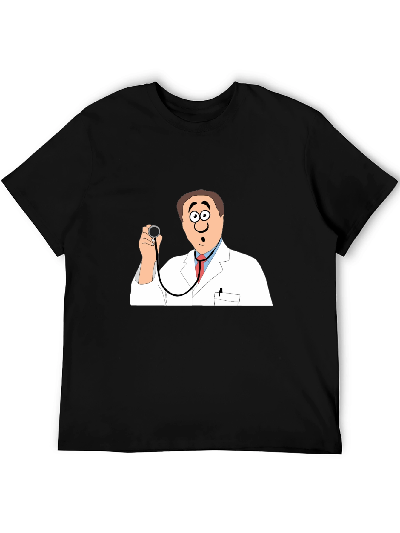 Black Cartoon Doctor Graphic Black T-Shirt view 5