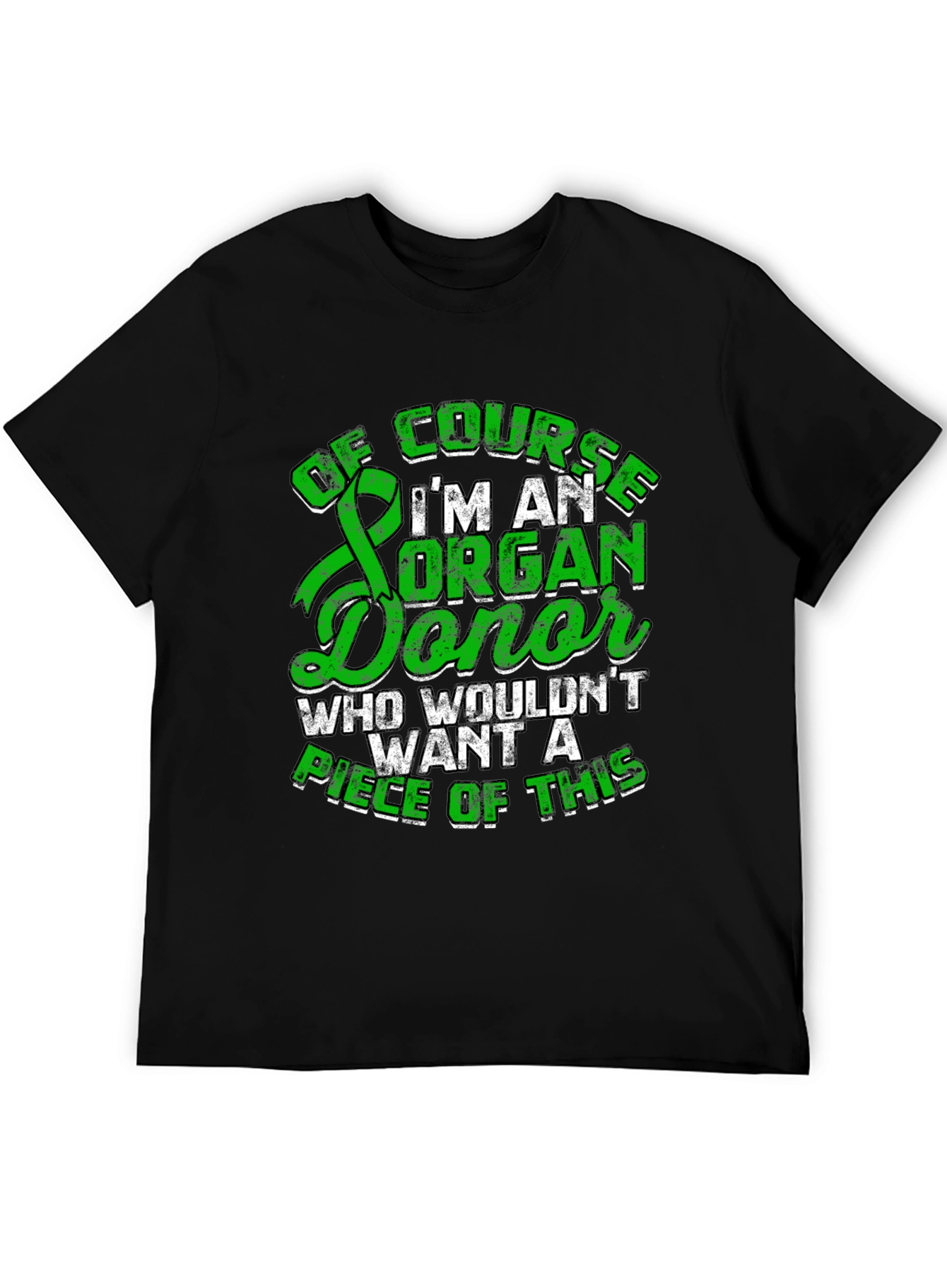 Black Organ Donor T-Shirt - Green Ribbon Design view 5