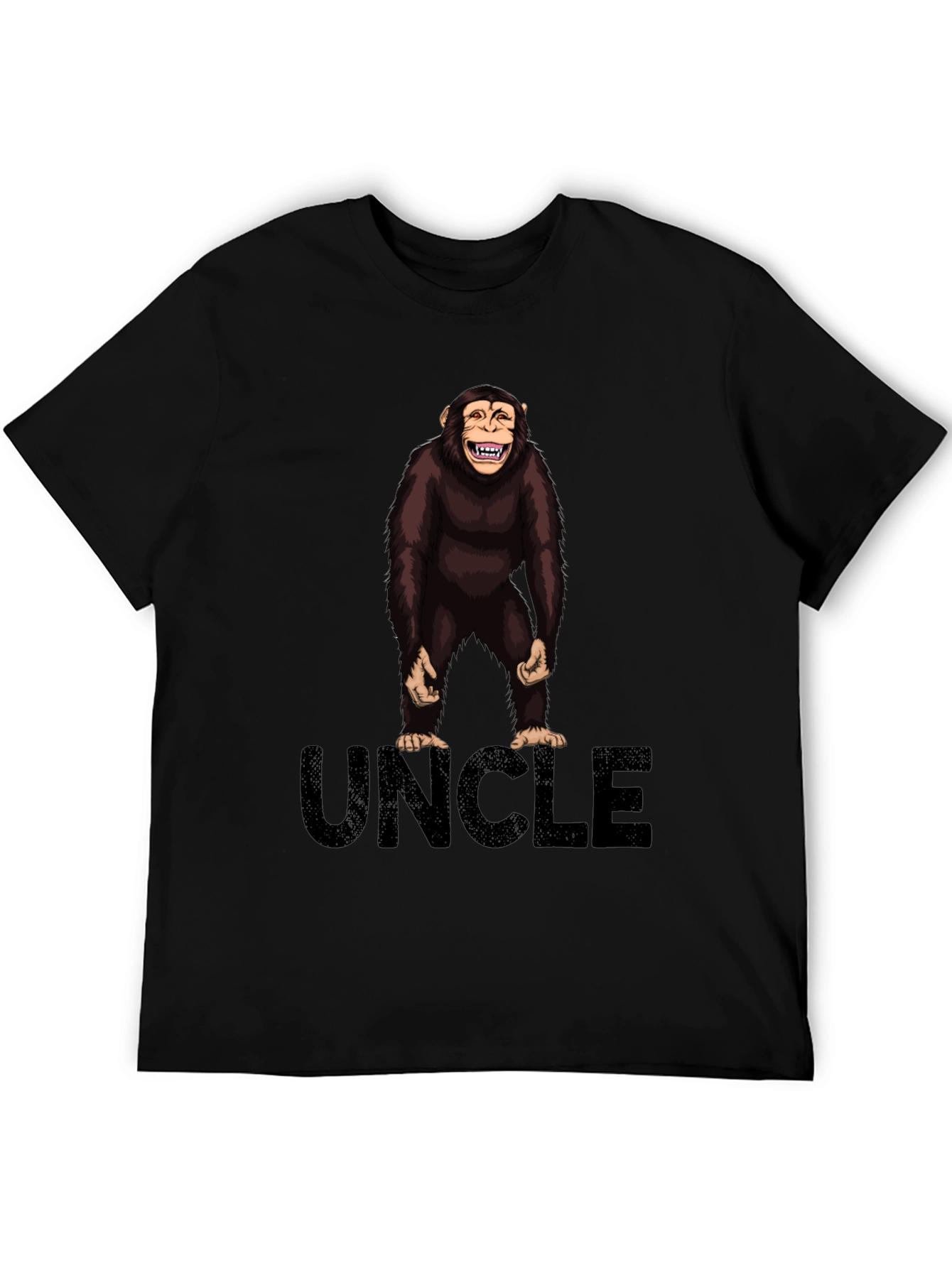 Black Uncle Monkey Graphic T-Shirt -  Black Cotton Tee view 5