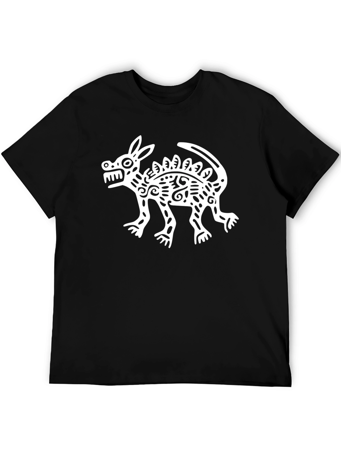 Black Aztec Inspired Dog Graphic Tee - Black view 5