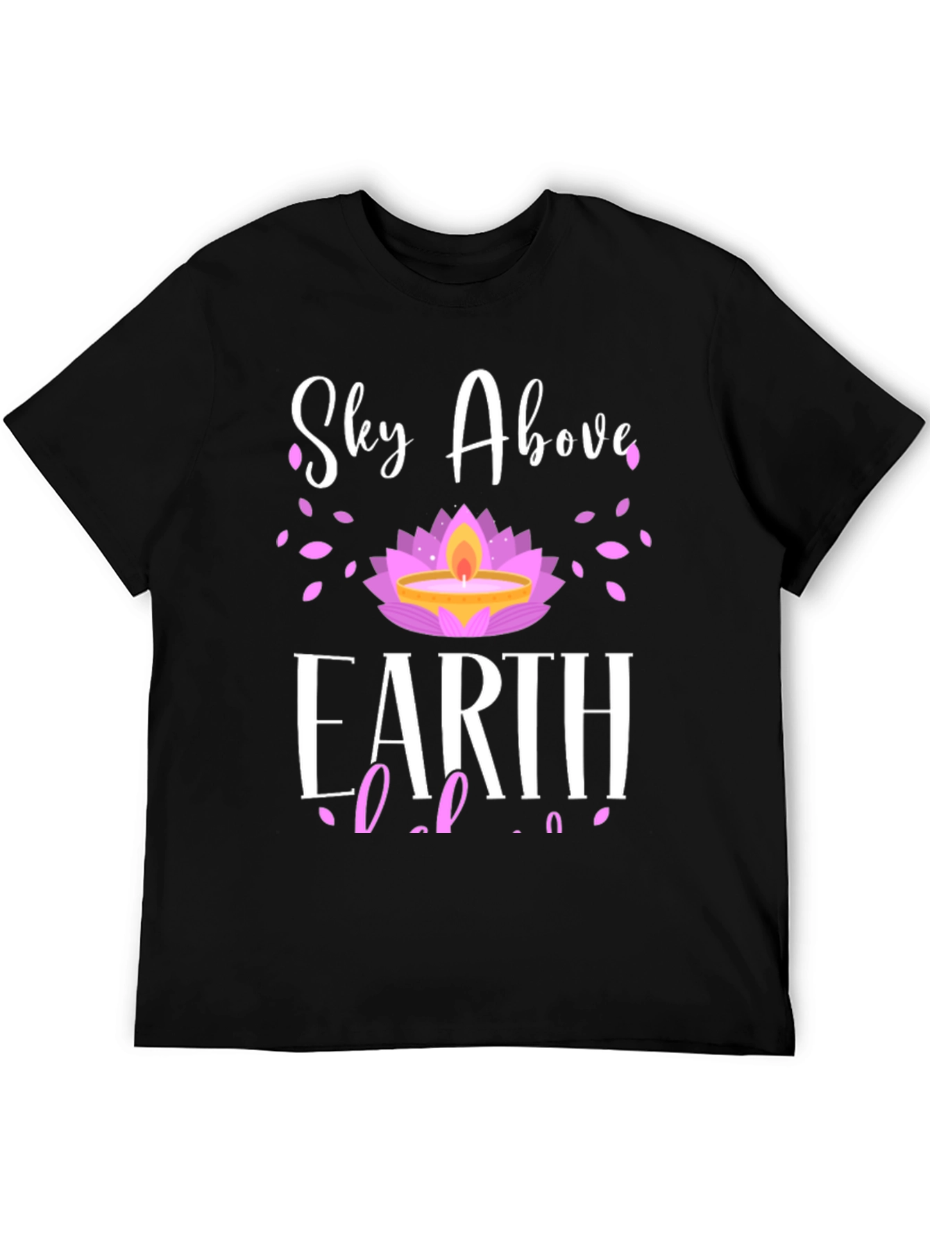 Black Sky Above Earth Below Lotus Black T-Shirt view 5