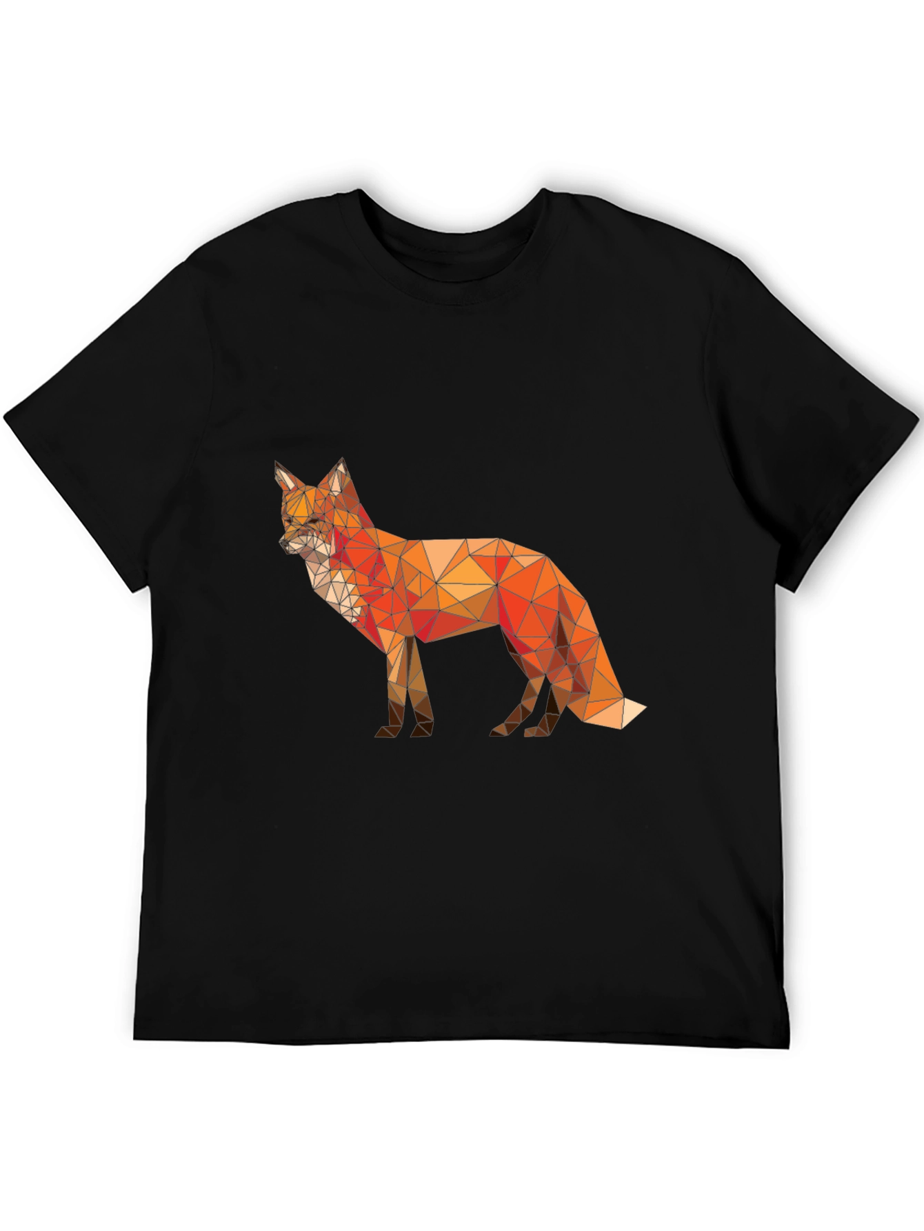 Black Geometric Fox Graphic T-Shirt - Modern Poly Art Tee view 5