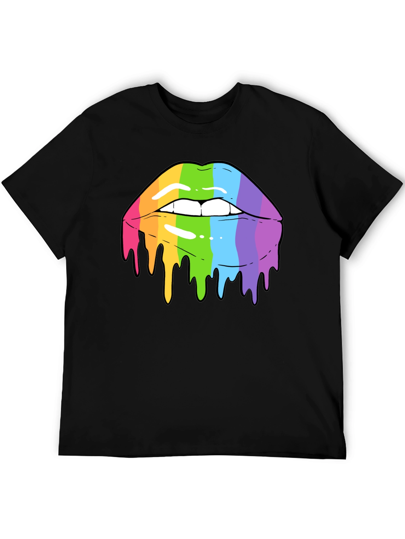 Black Rainbow Lips Graphic T-Shirt view 5