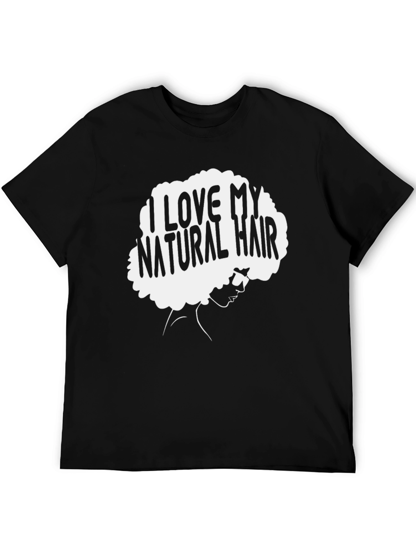 Black I Love My Natural Hair Black T-Shirt view 5