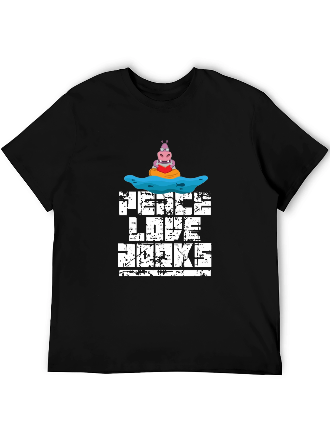 Black Peace Love Hippos T-Shirt view 5