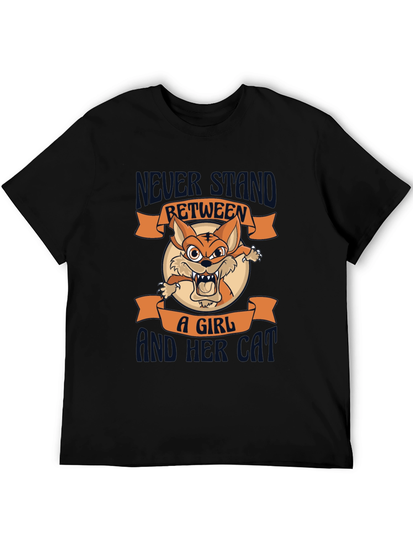 Black Never Stand Between a Girl and Her Cat T-Shirt view 5