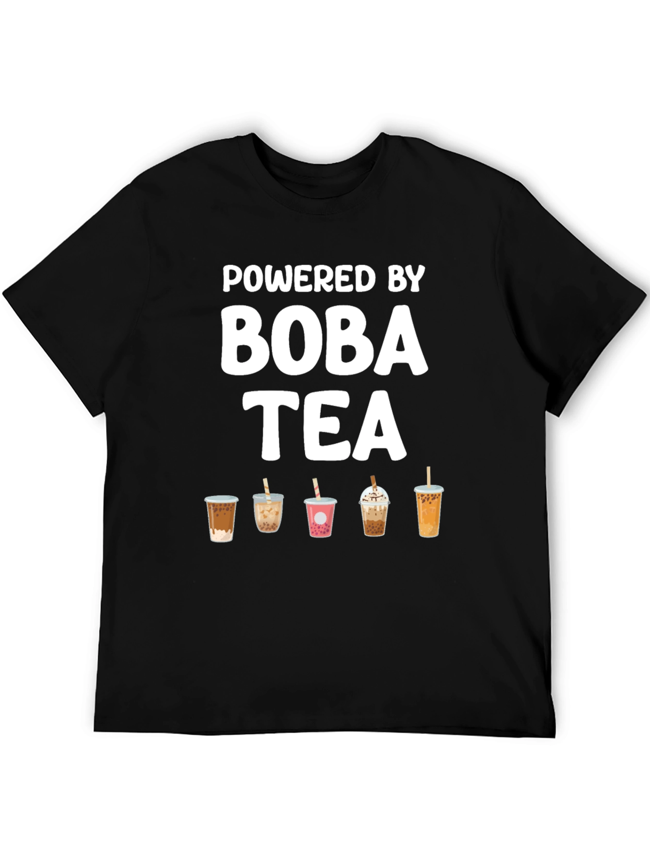 Black Powered by Boba Tea Graphic Tee view 5