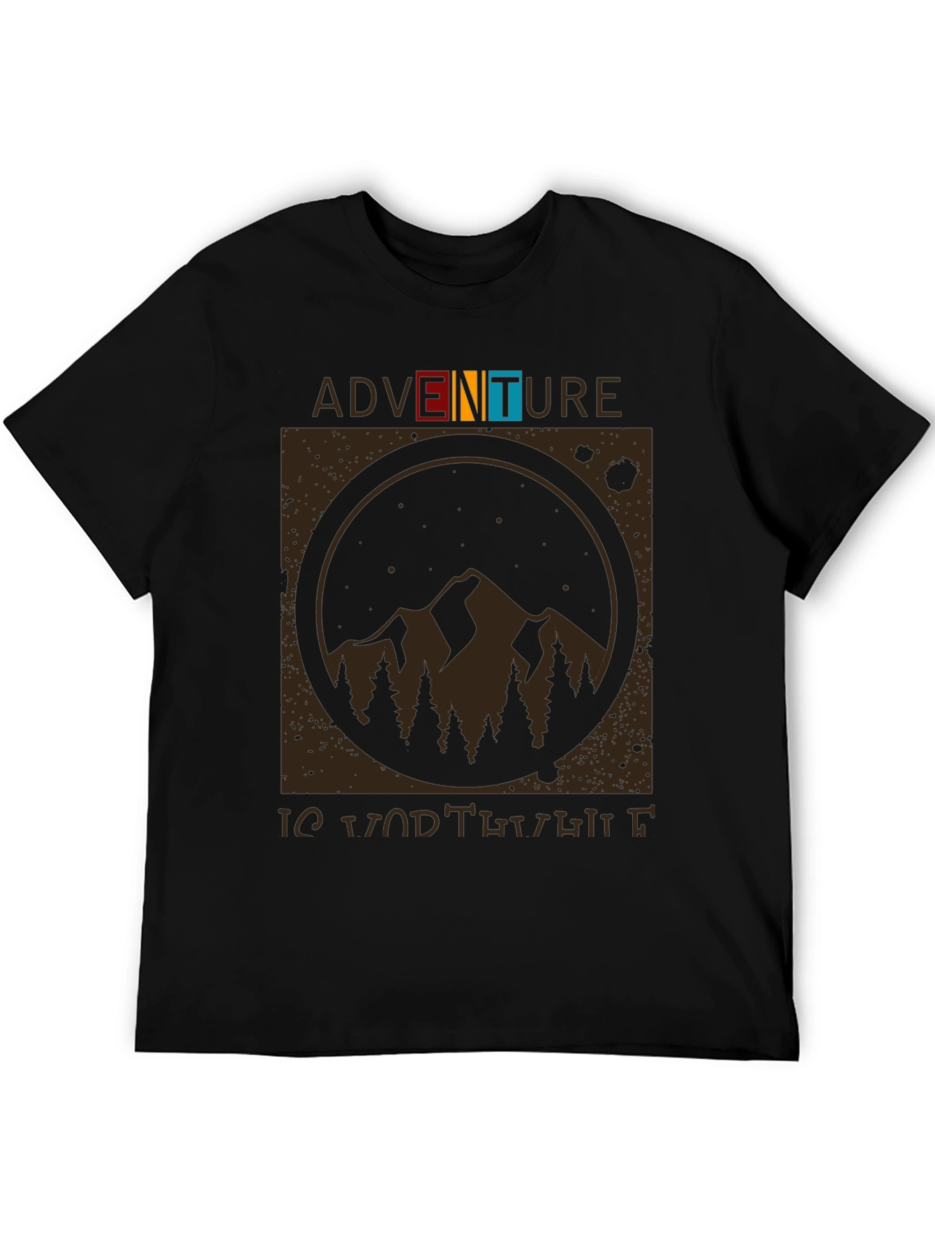 Black Adventure is Worth It Black Graphic T-Shirt view 5