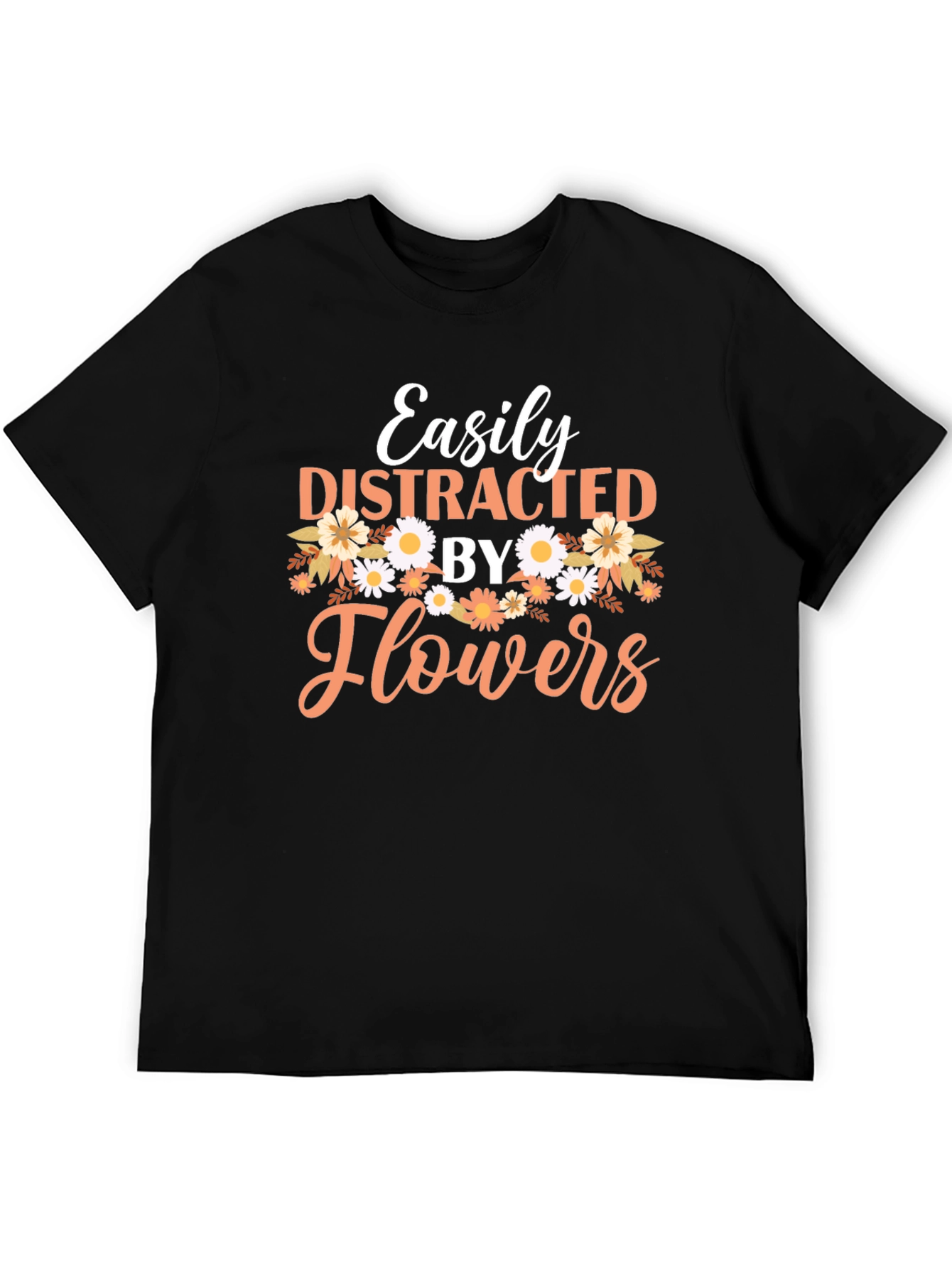 Black Easily Distracted by Flowers Graphic T-Shirt view 5