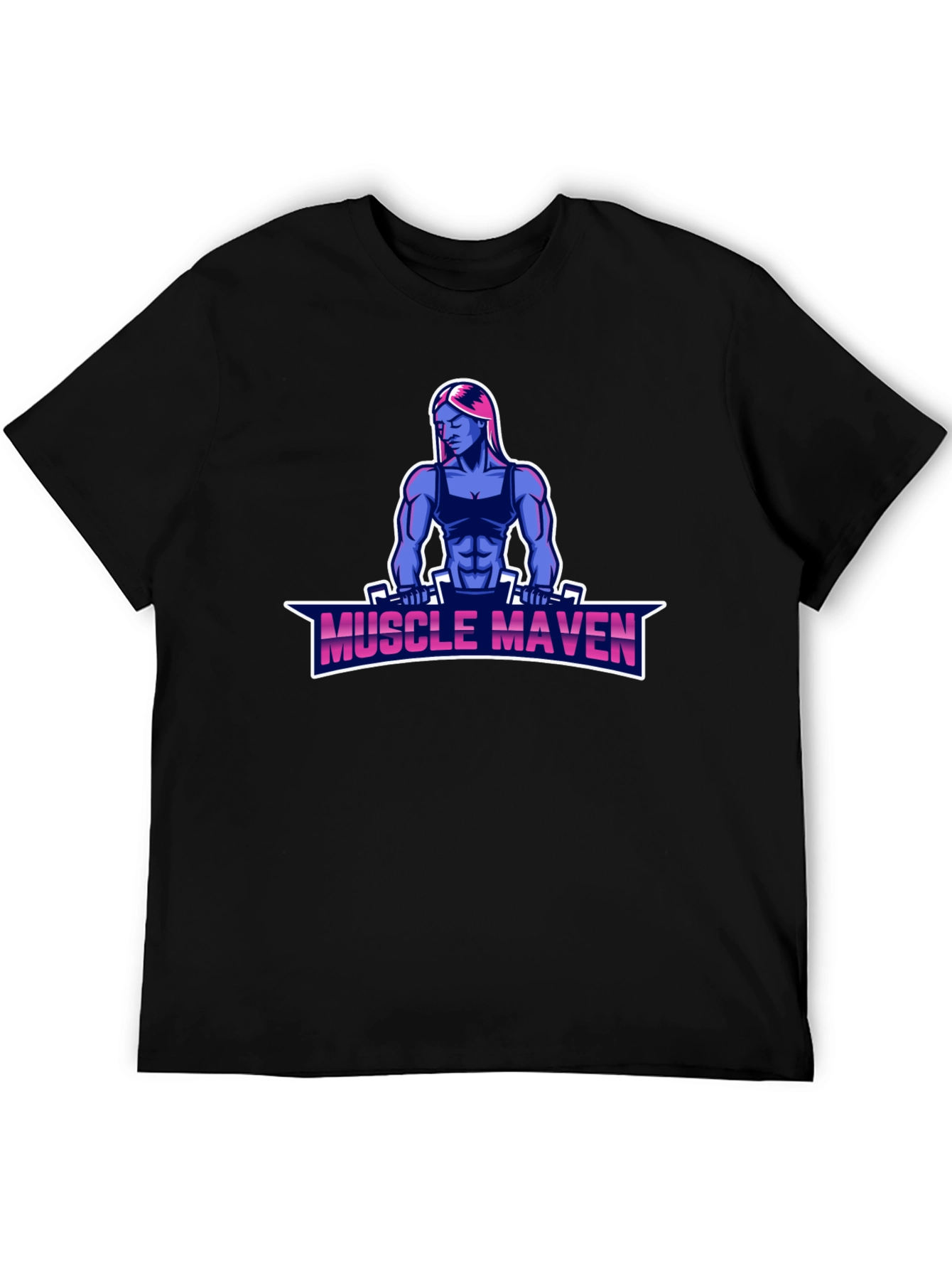 Black Muscle Maven Black T-Shirt - Fitness Graphic Tee view 5