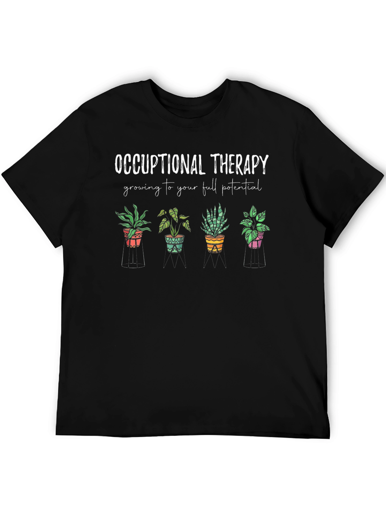 Black Occupational Therapy Plant T-Shirt view 5