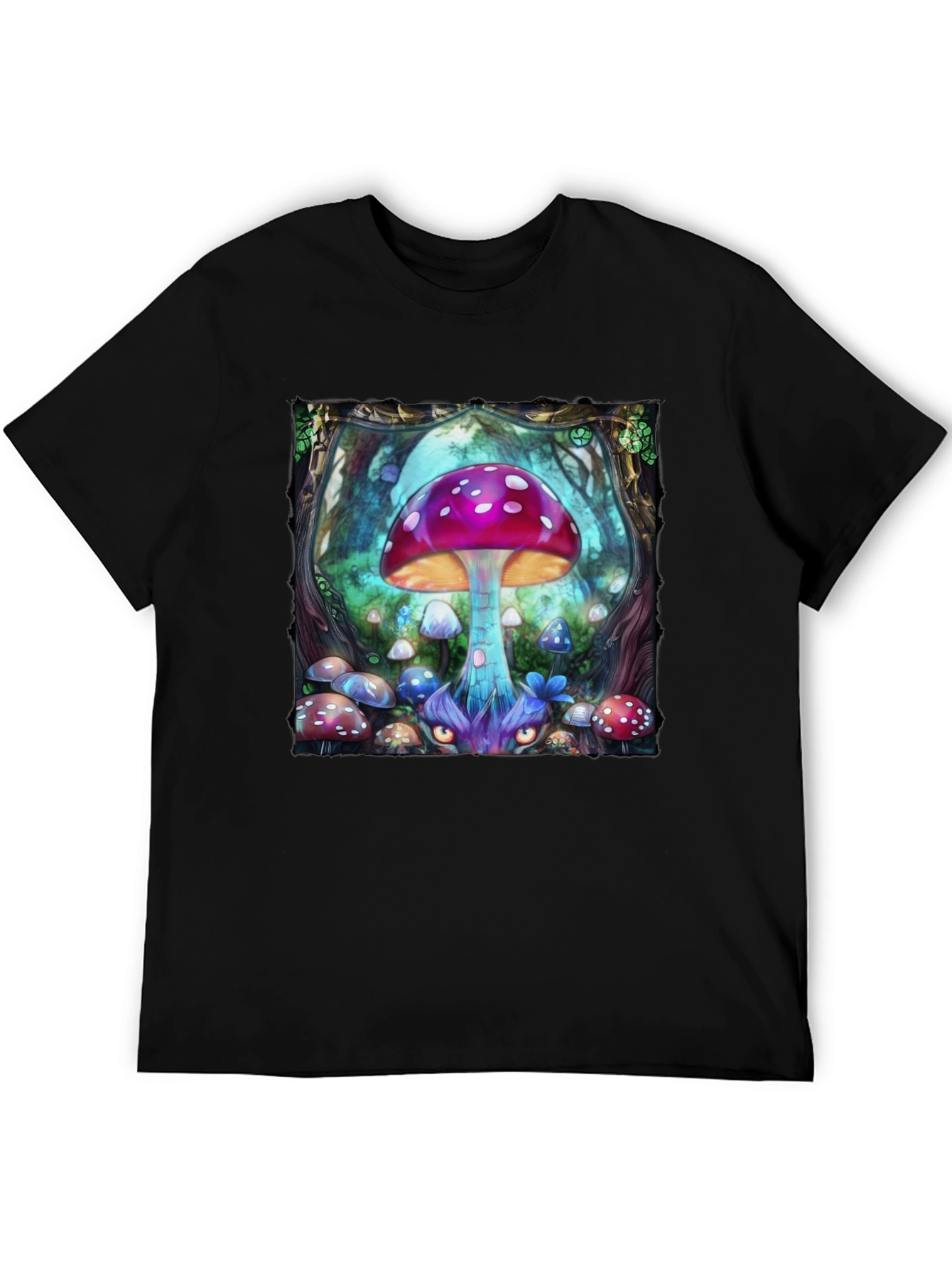 Black Mushroom Fantasy Graphic Tee view 5