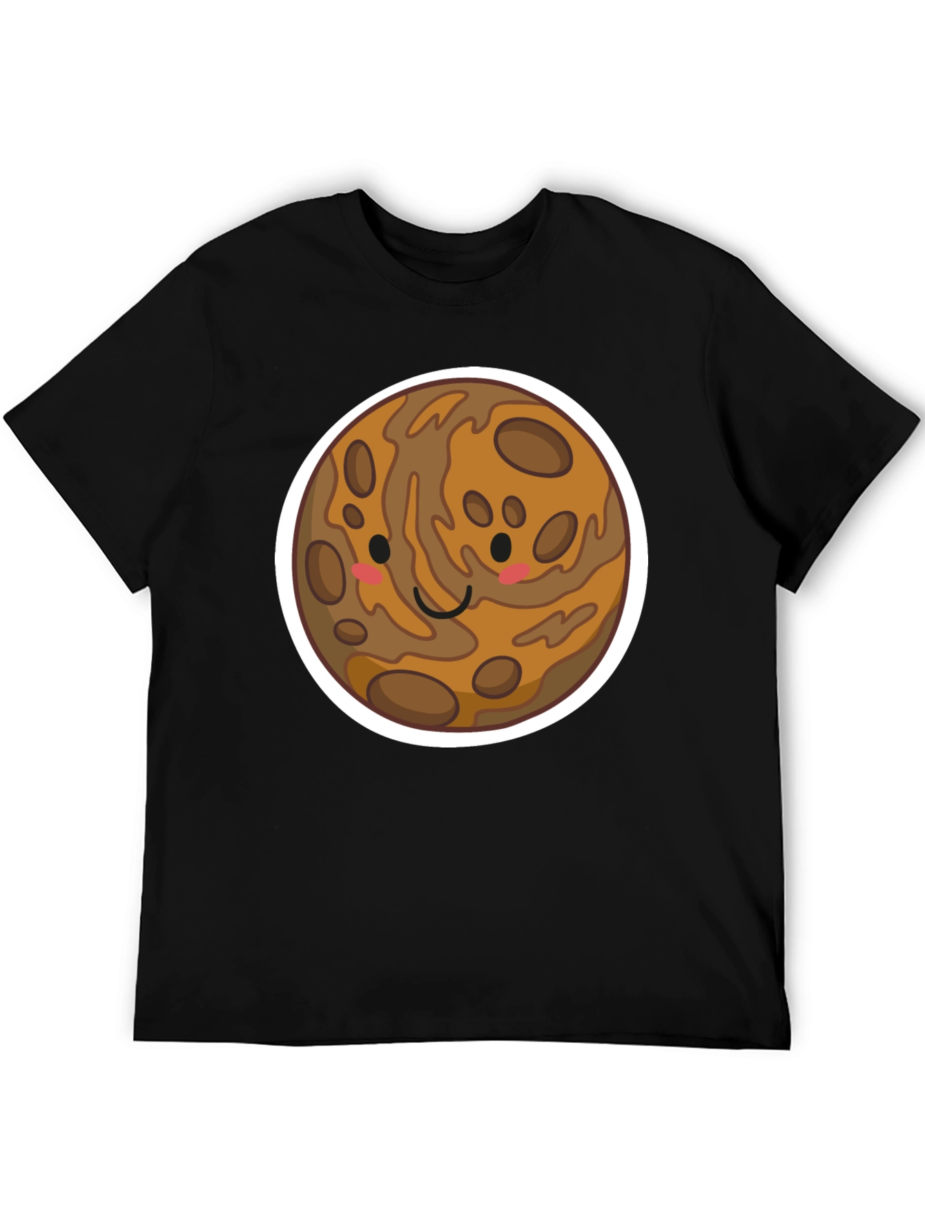 Black Cute Planet Cartoon Graphic Tee - Black view 5