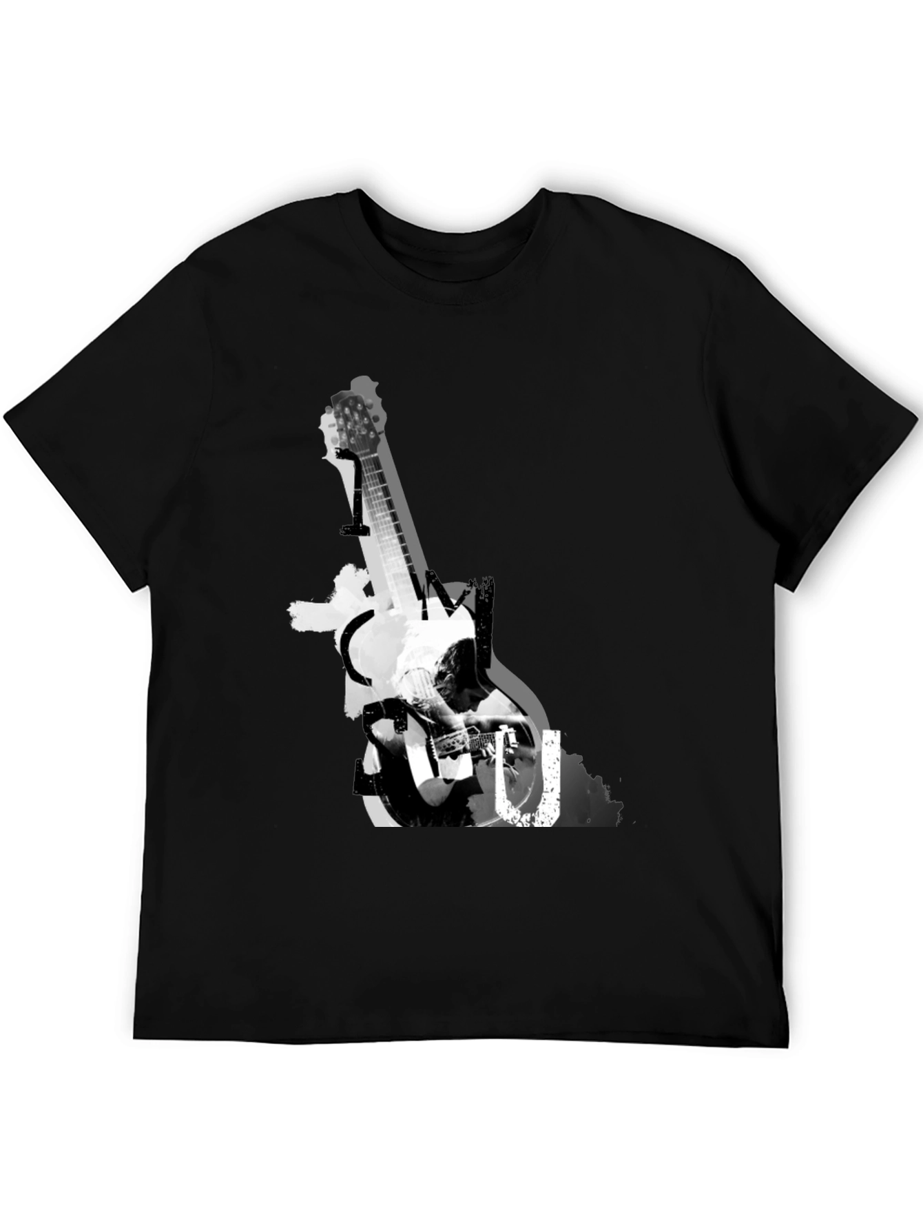 Guitar Graphic Print Tee - Black - 5