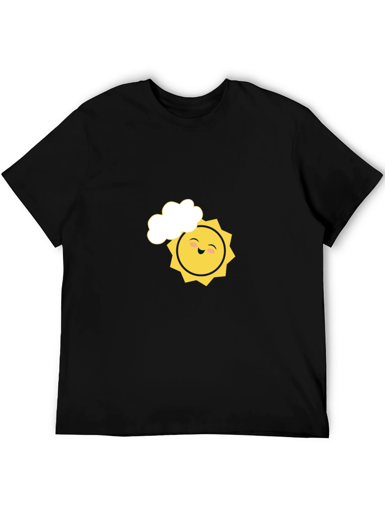 Black Smiling Sun Graphic Tee - Black Cotton Comfort view 5