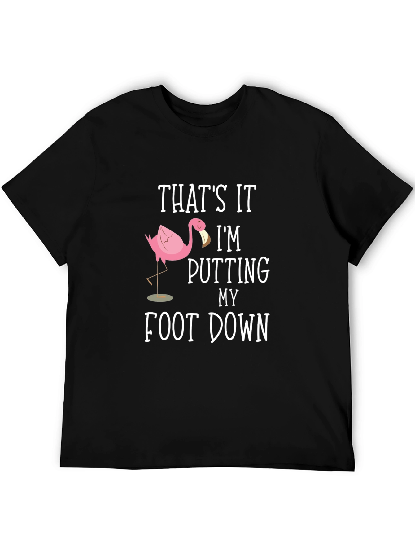 Black Funny Flamingo T-Shirt - Putting My Foot Down Tee view 5