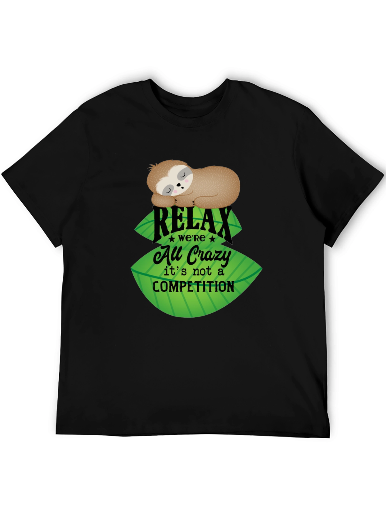 Black Relax Sloth Tee - No Competition view 5