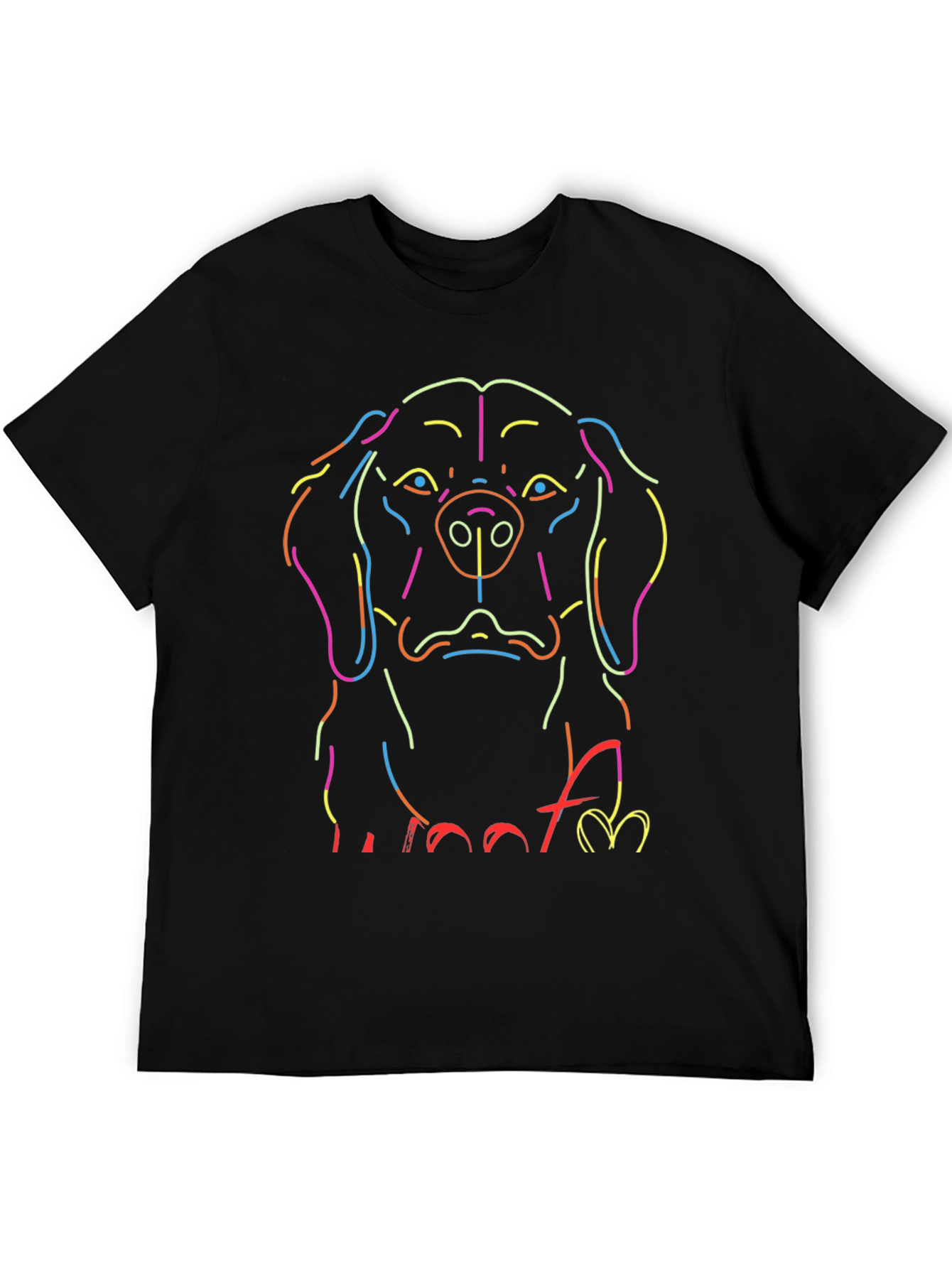 Neon Dog Outline Graphic T-Shirt - Black - 5