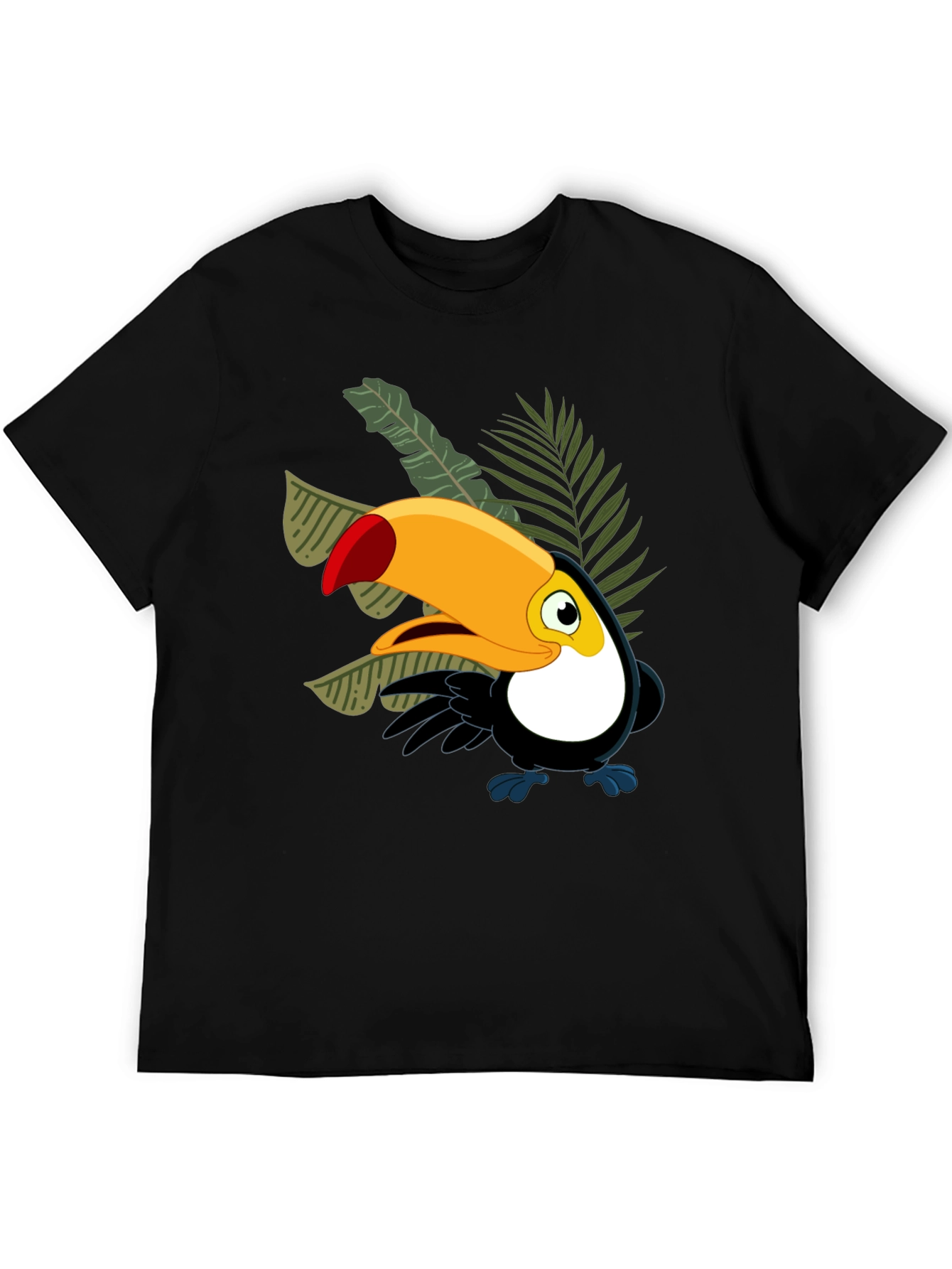Black Cartoon Toucan Black T-Shirt view 5