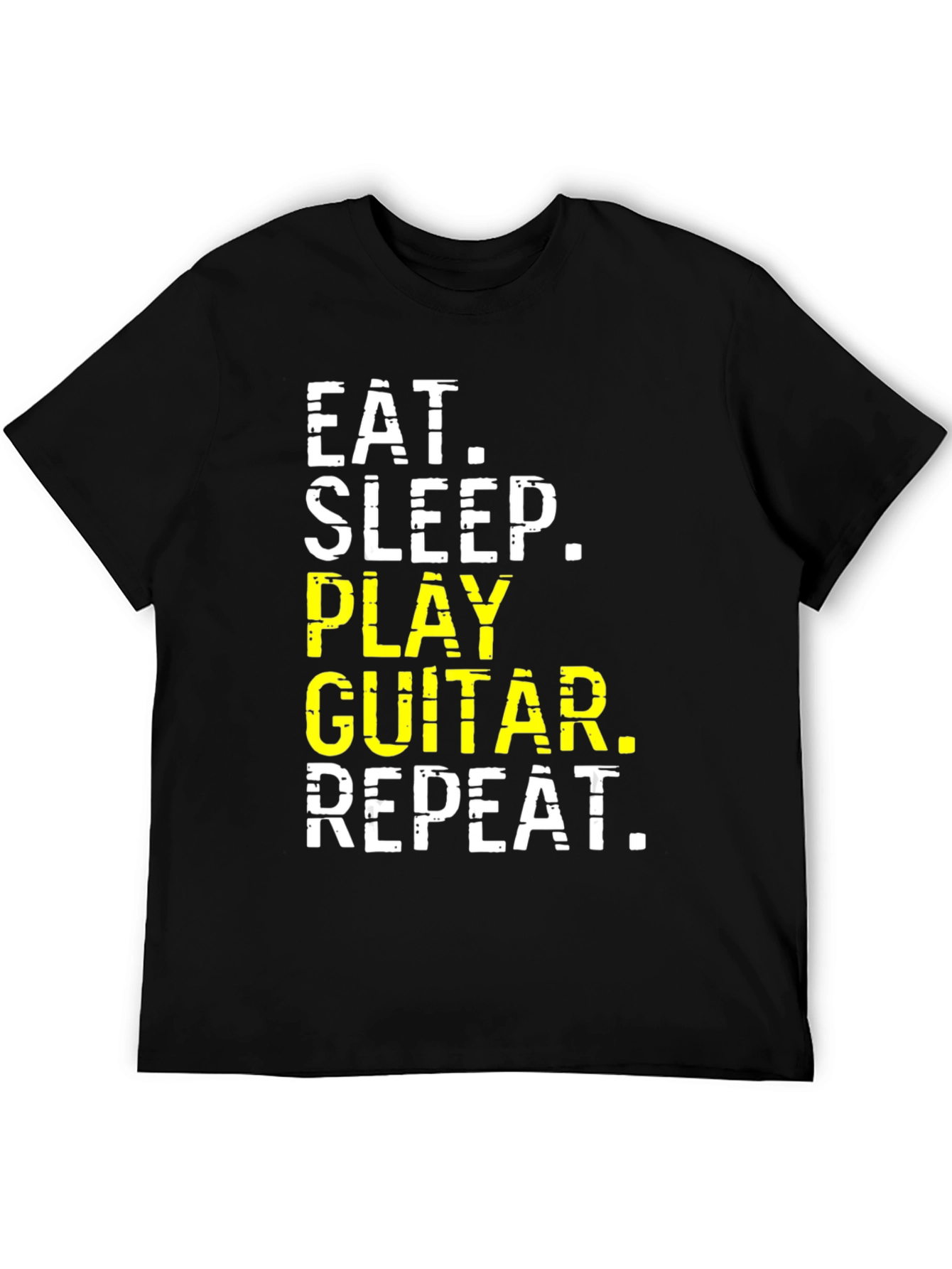 Black Eat Sleep Play Guitar Repeat Graphic Tee view 5