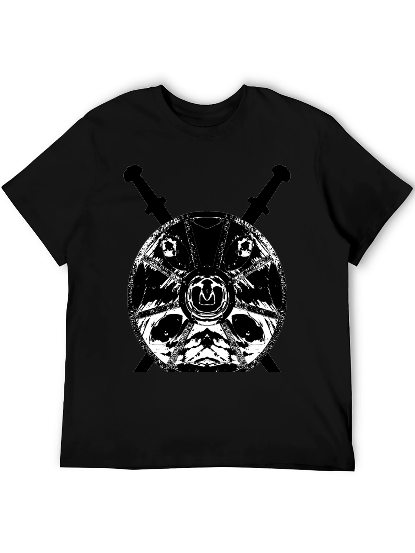 Black Viking Shield & Swords Graphic Tee - Black view 5