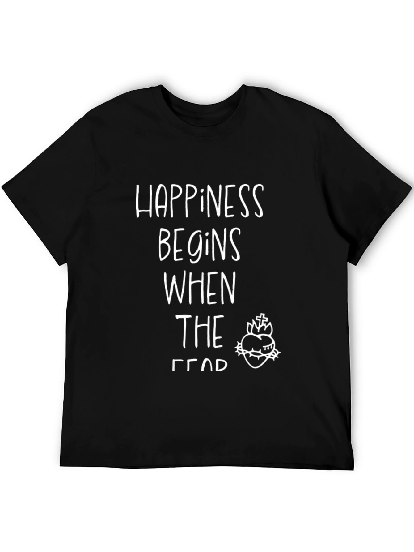 Black Happiness Begins T-Shirt - Motivational Tee view 5