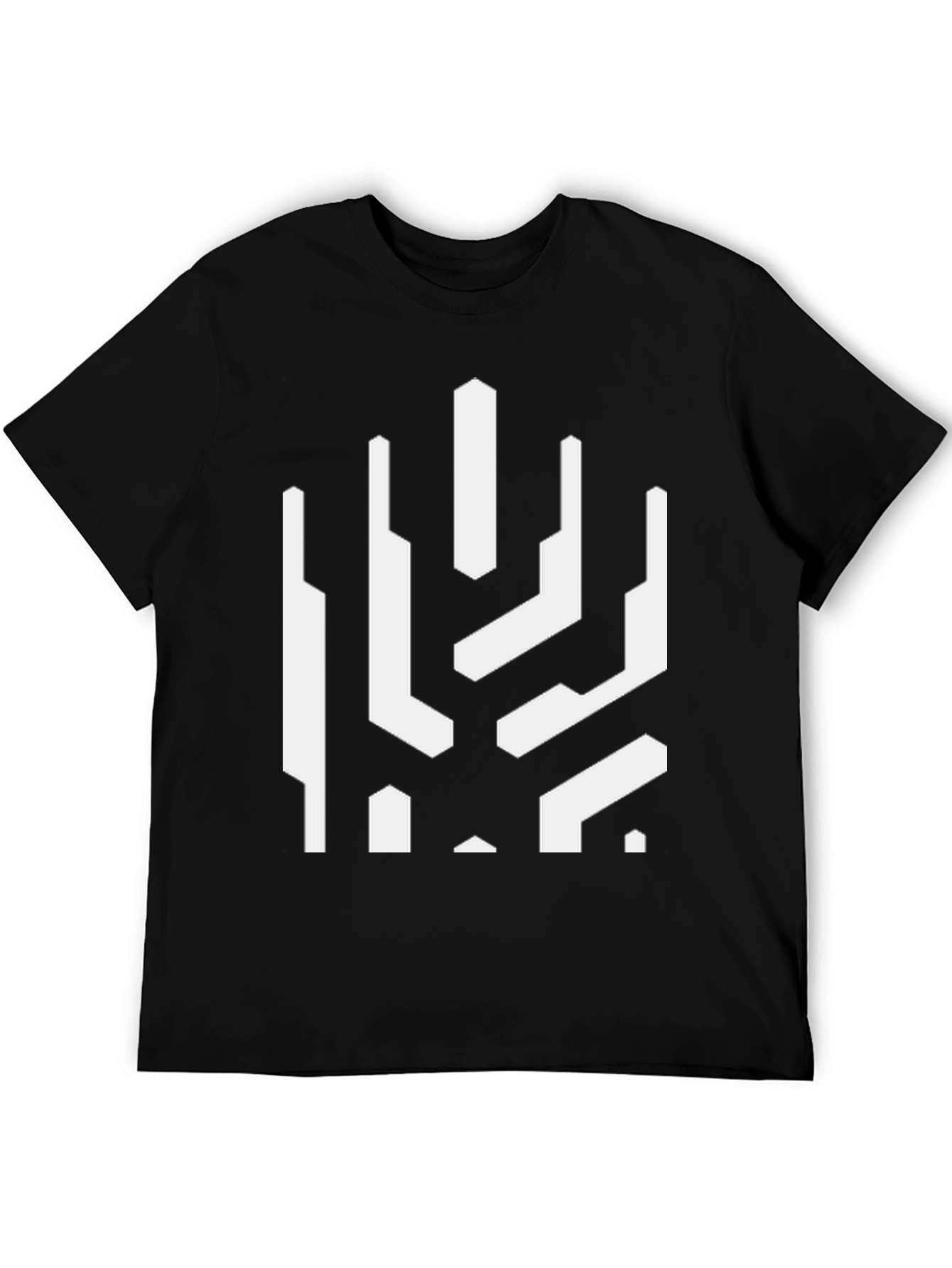 Black Modern Geometric Black T-Shirt view 5