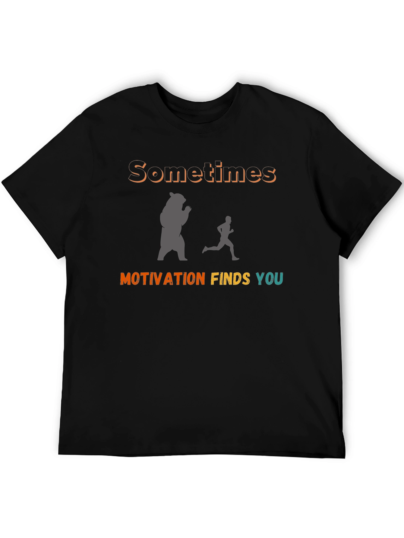 Black Motivational Bear Chase T-Shirt view 5