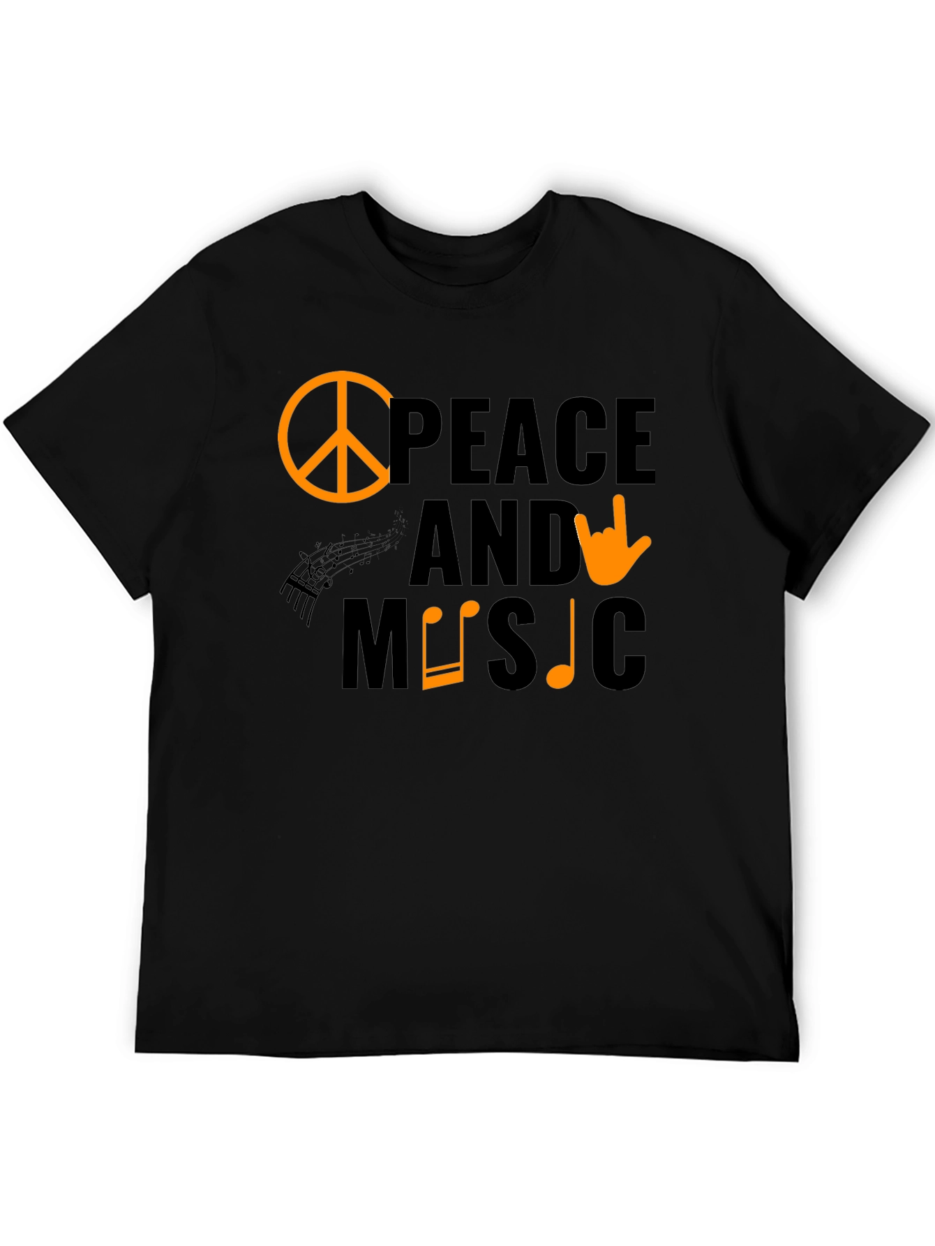 Black Peace and Music T-Shirt view 5