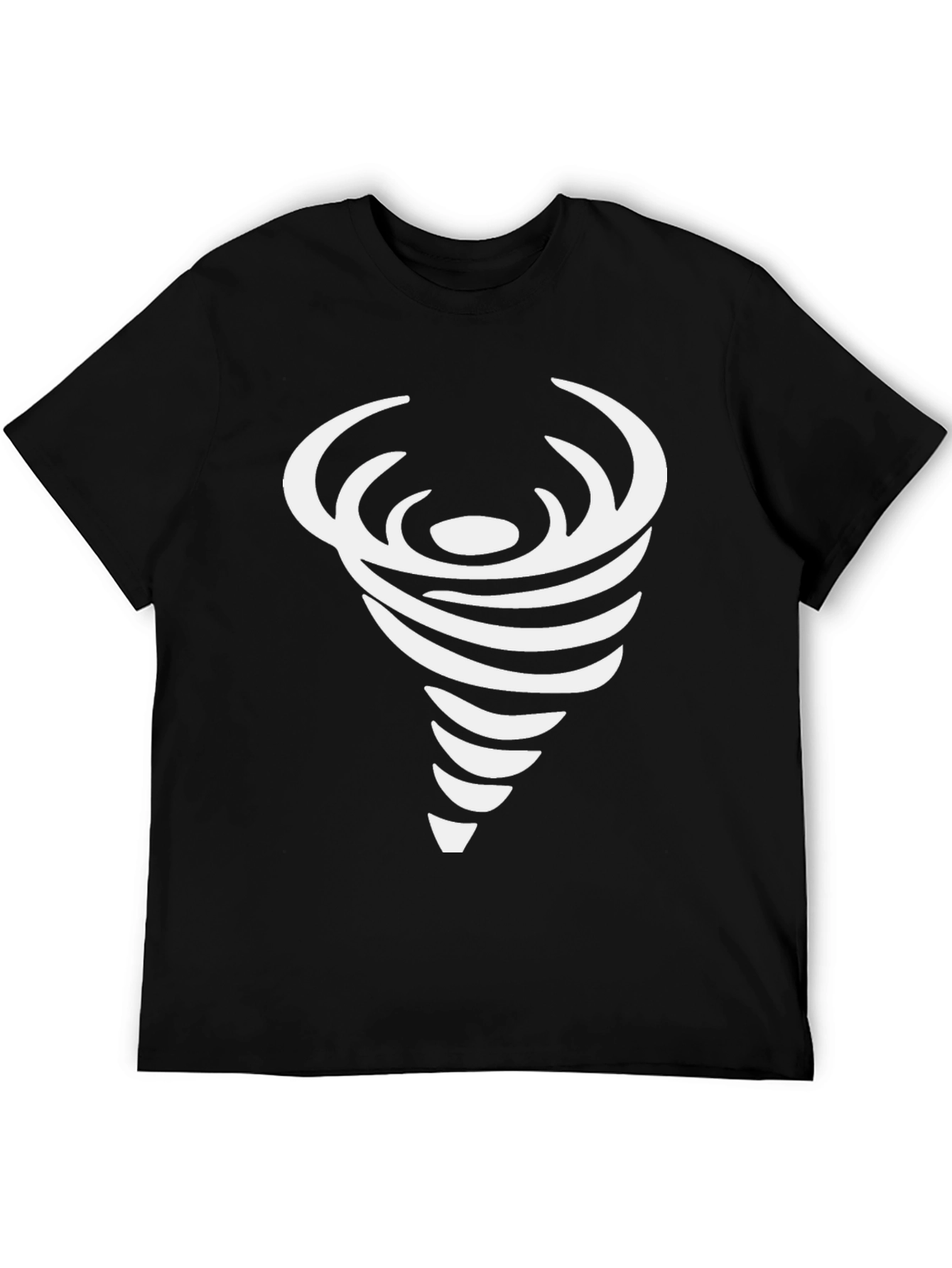 Black Men's Black Tee with Abstract Swirl Design view 5