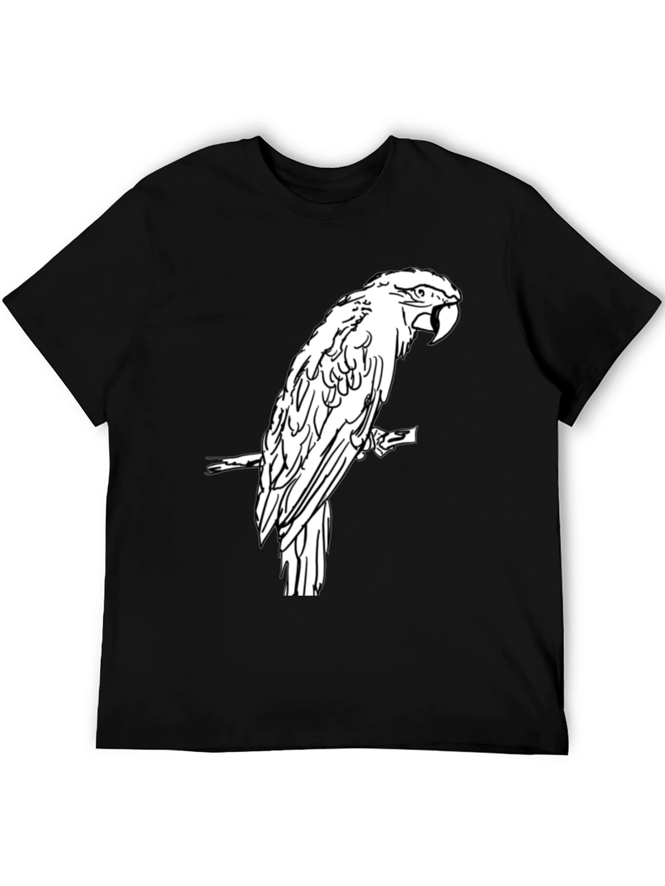 Black Black T-Shirt with White Parrot Graphic view 5
