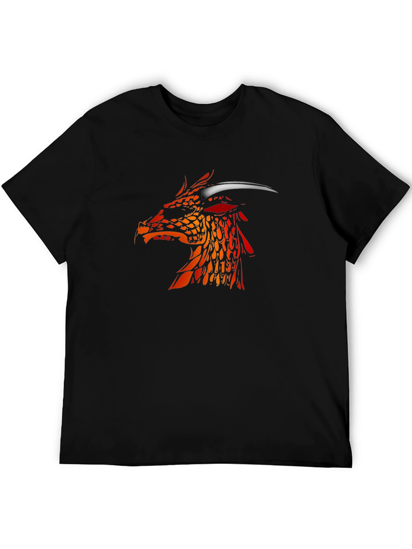 Black Fiery Dragon Graphic Tee - Black Cotton view 5