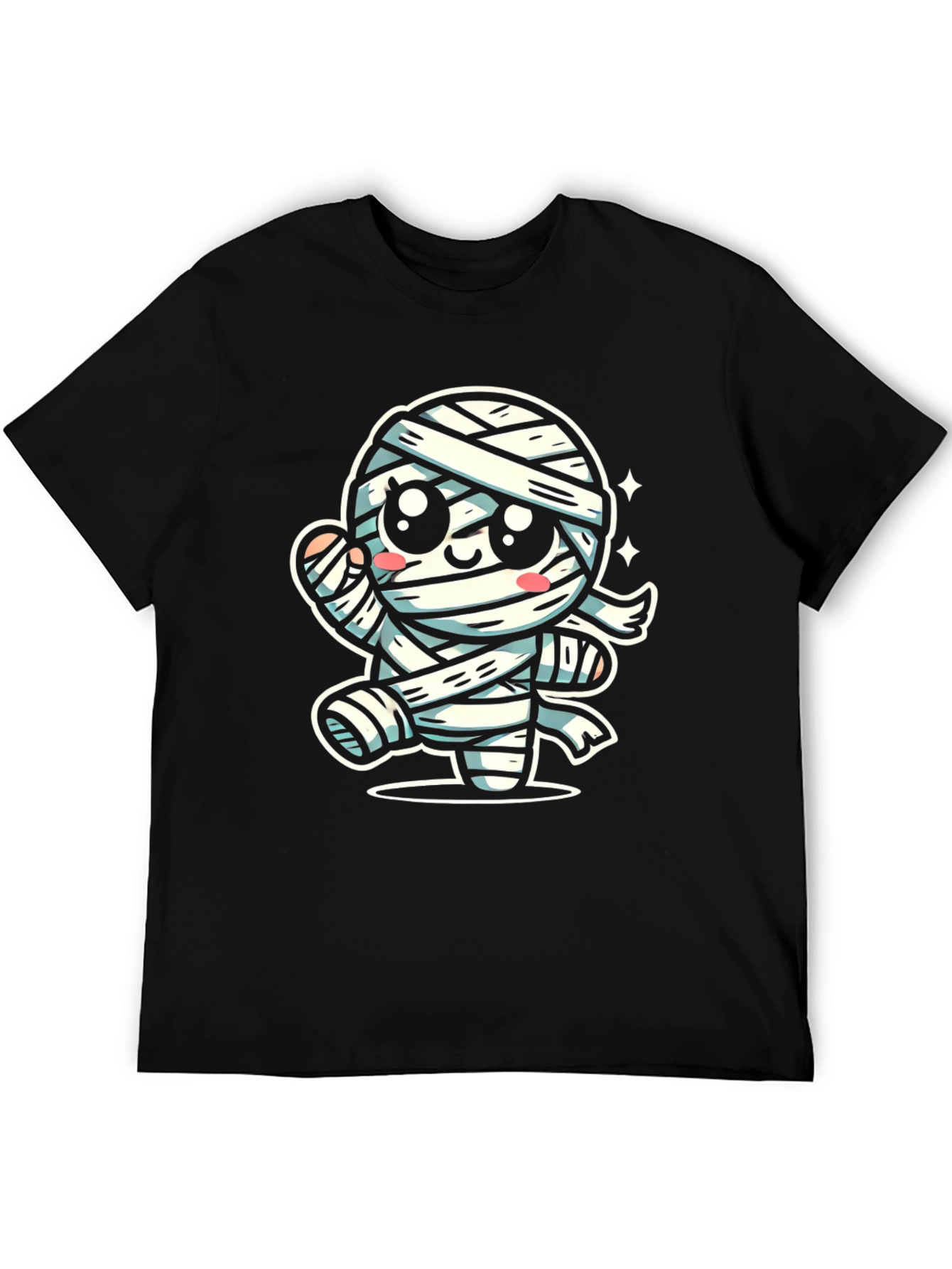 Black Cute Cartoon Mummy Graphic T-Shirt - Halloween Ready view 5