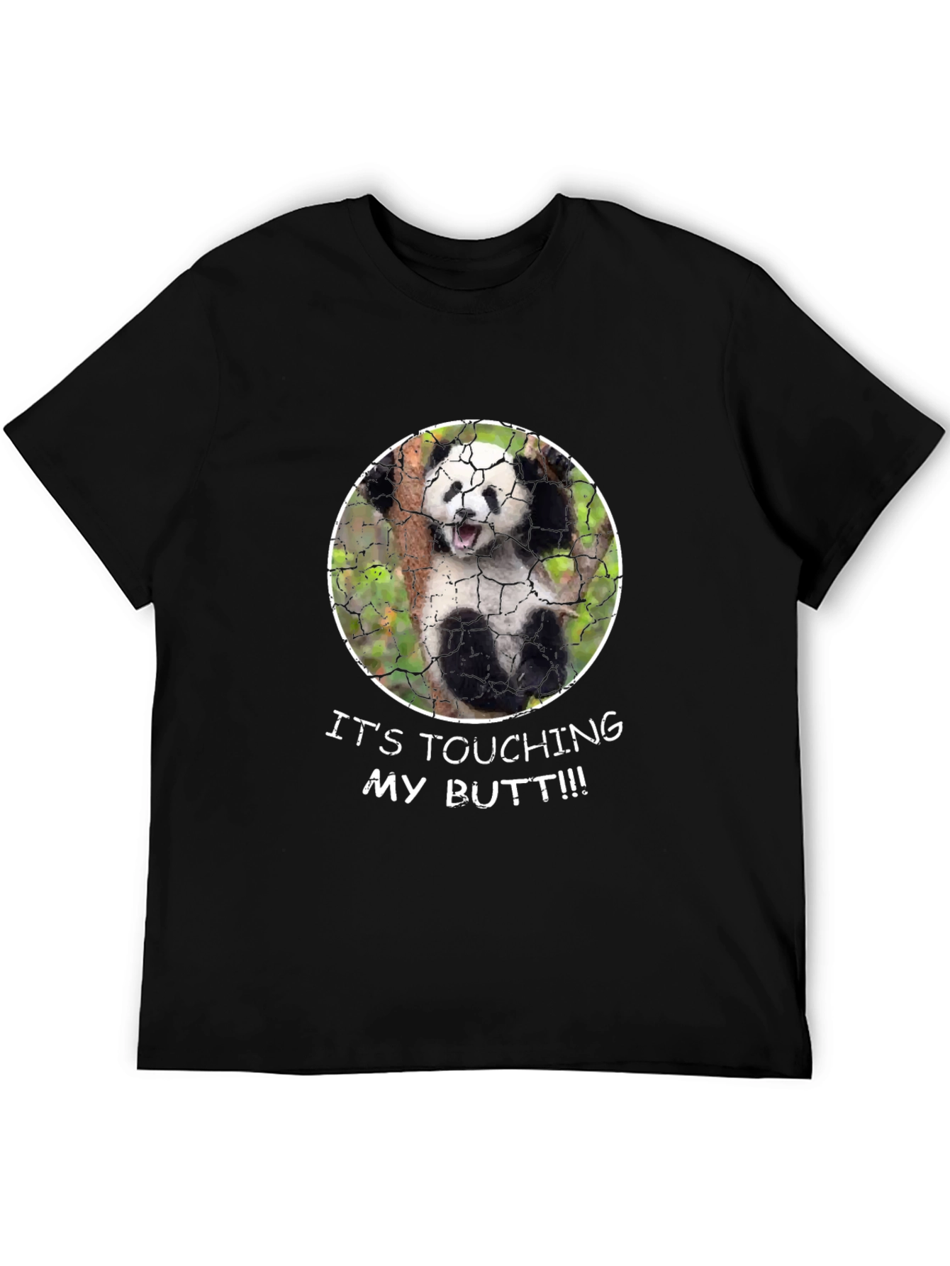 Black Panda 'Touching My Butt' Graphic Tee - Novelty Humor Shirt view 5