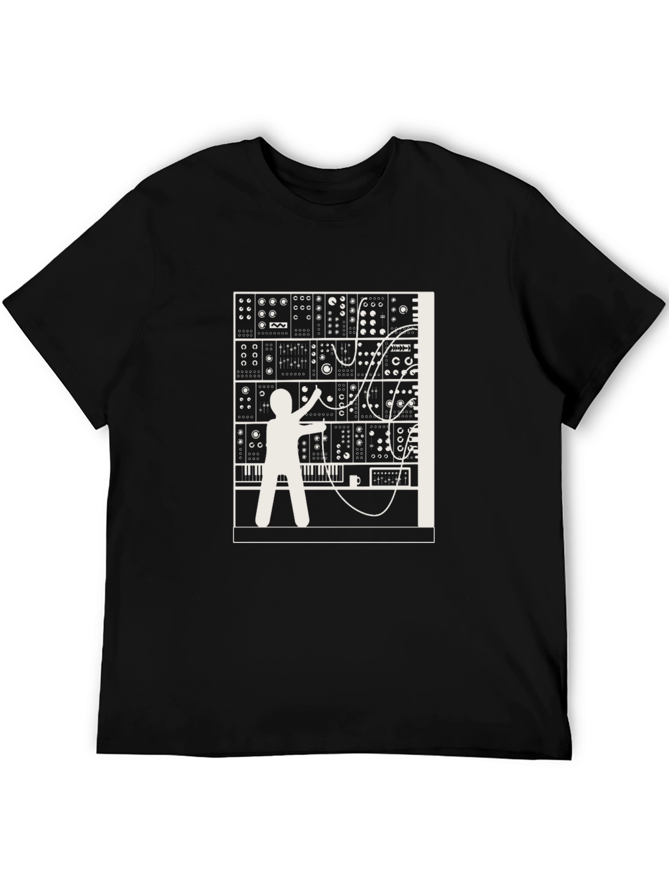 Black Modular Synthesizer Graphic Tee - Black view 5