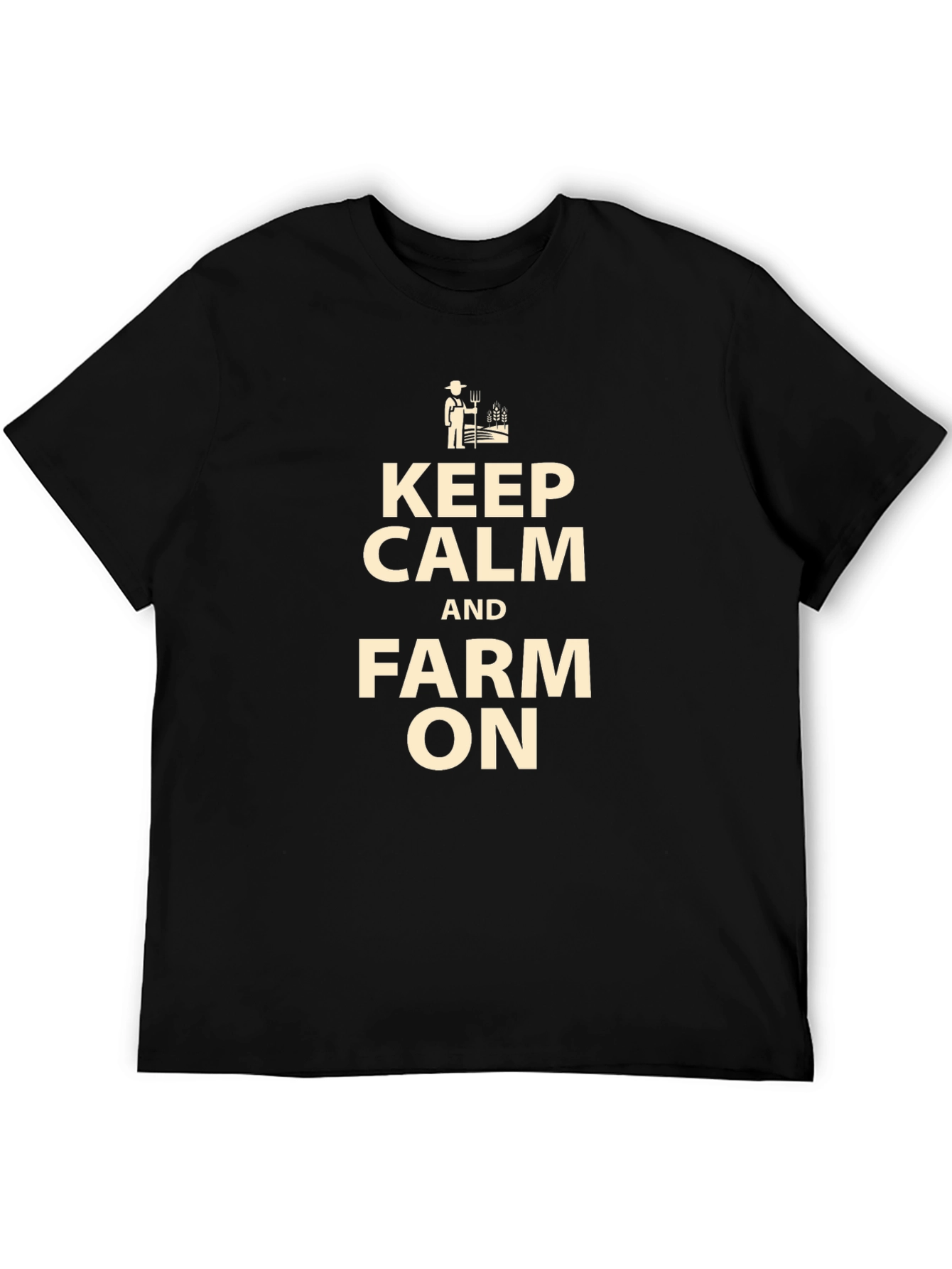 Black Keep Calm and Farm On T-Shirt view 5