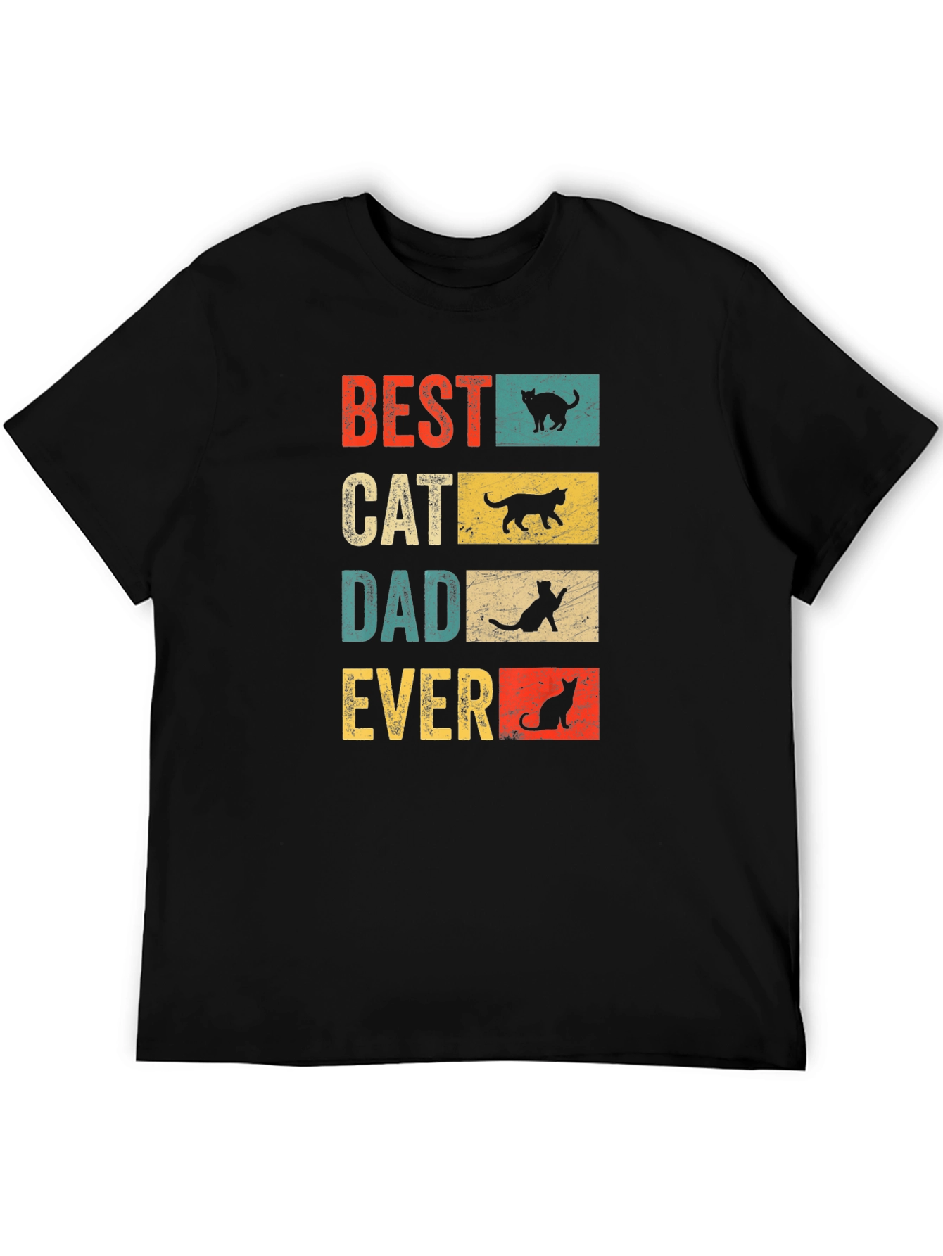 Black Best Cat Dad Ever T-Shirt - Vintage Design view 5