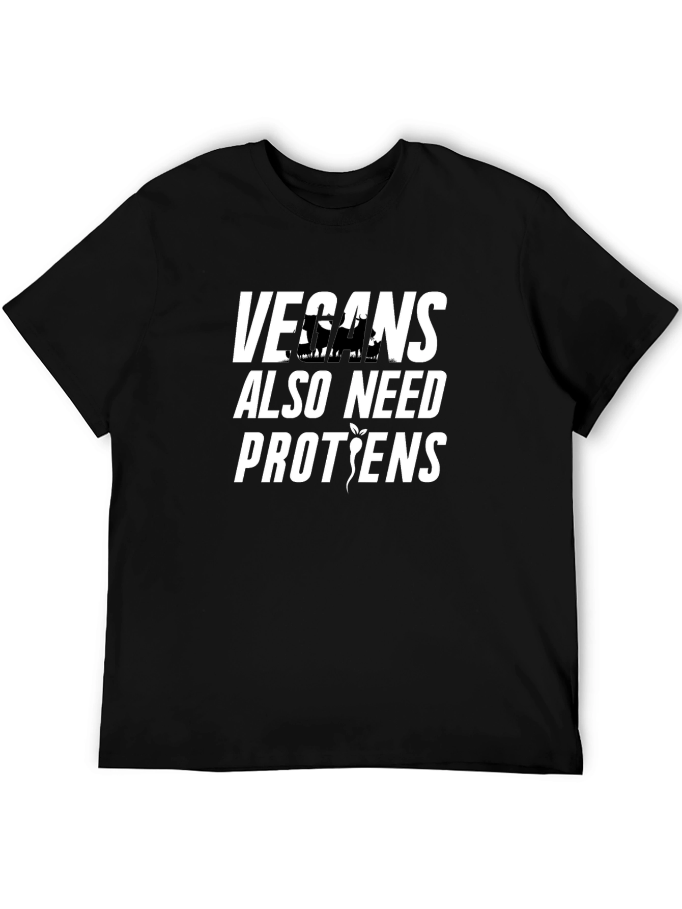 Black Vegan Protein T-Shirt - Funny Vegetarian Tee view 5