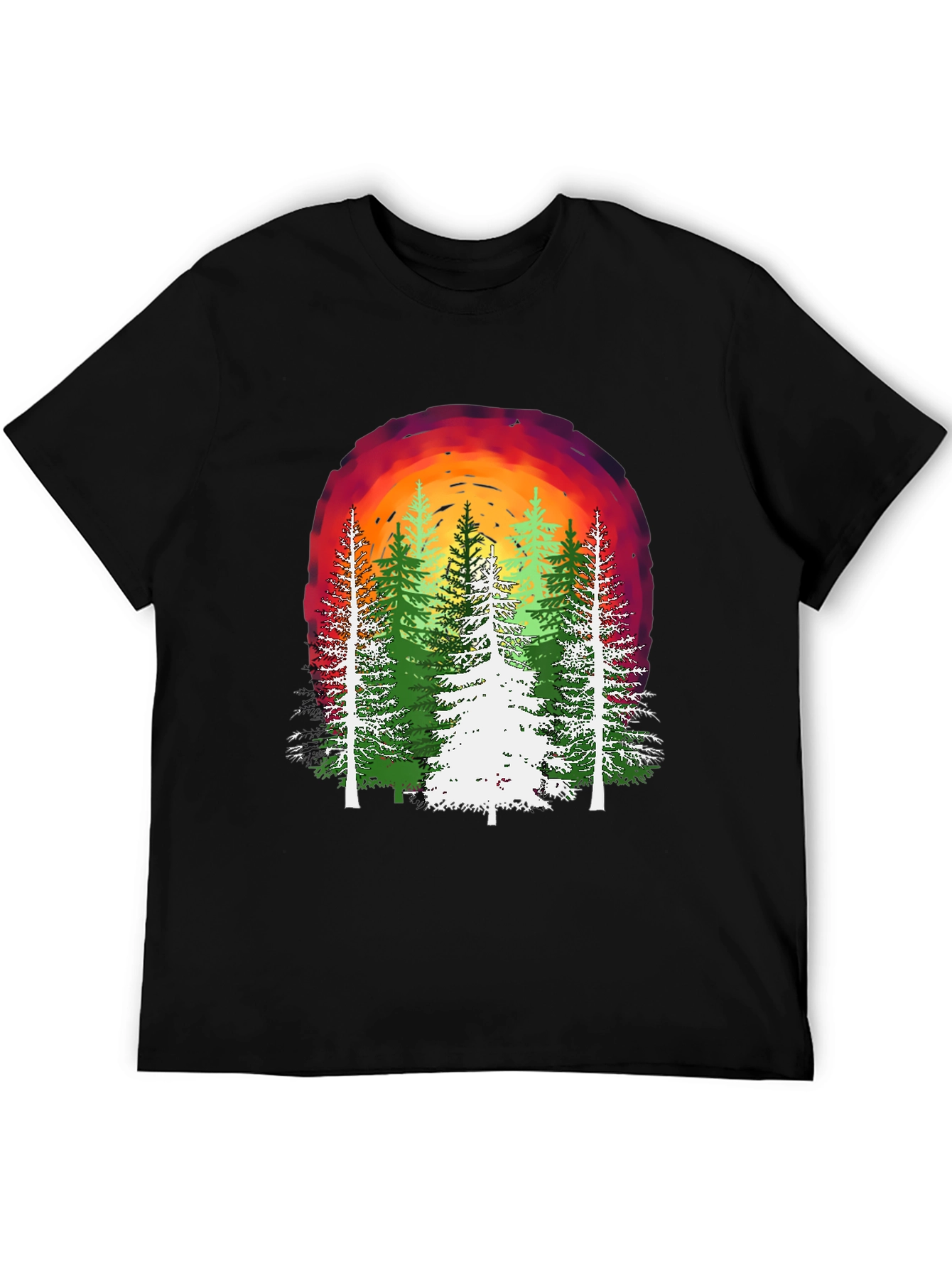 Black Nature Sunset Graphic T-Shirt view 5