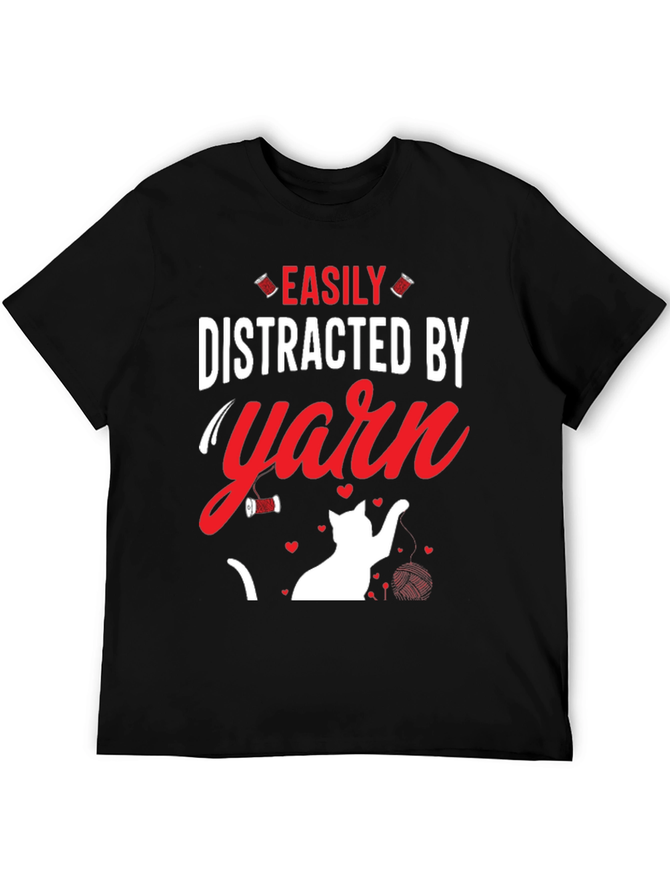 Black Easily Distracted by Yarn T-Shirt view 5