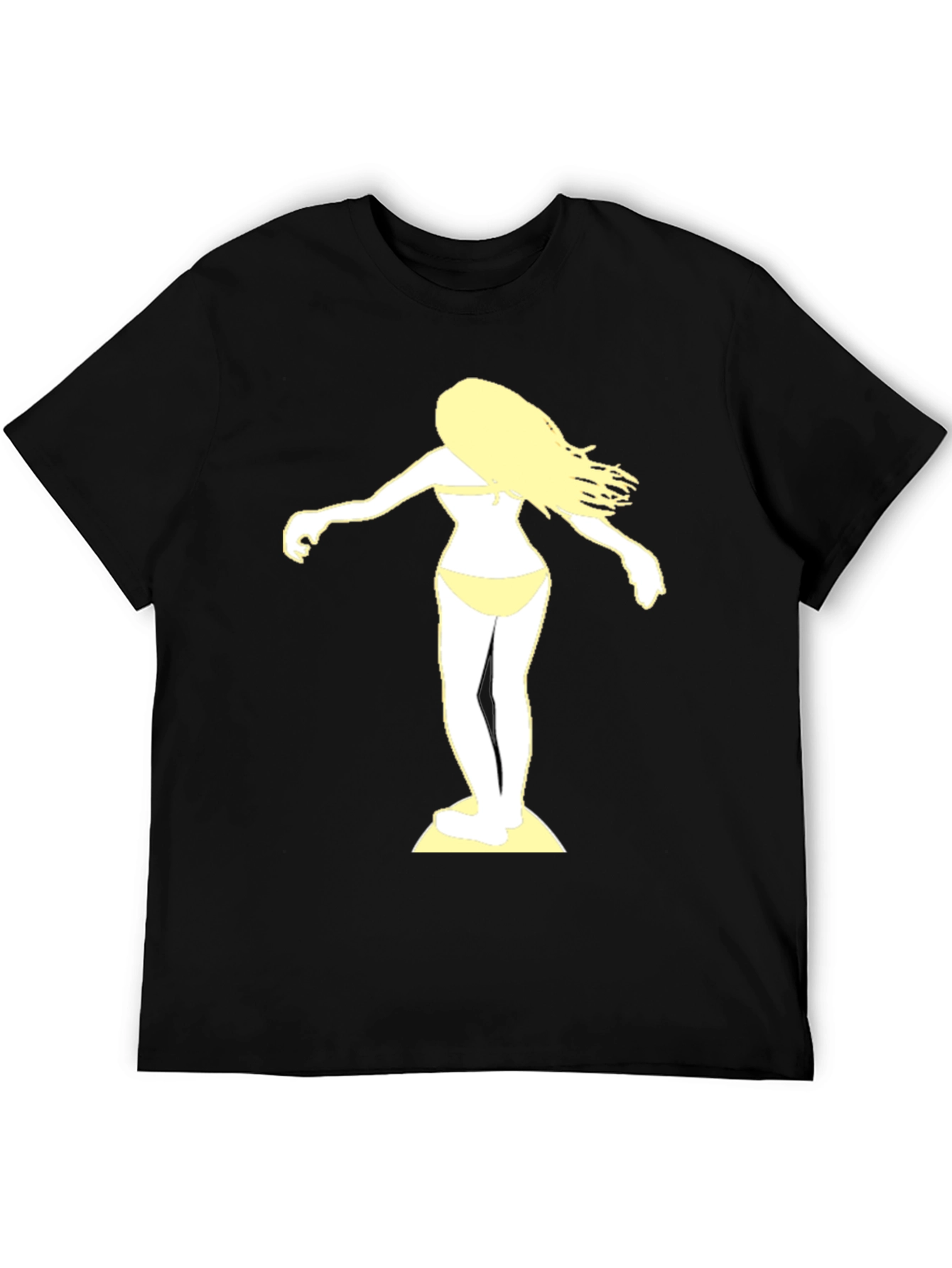 Black Surfer Girl Graphic Tee - Black Cotton T-Shirt view 5