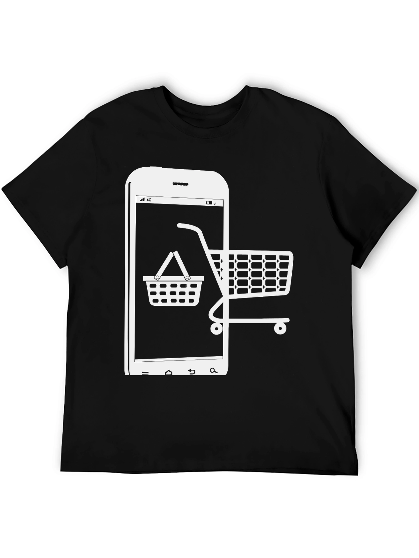 Online Shopping Tee - Smartphone & Cart Design - 5