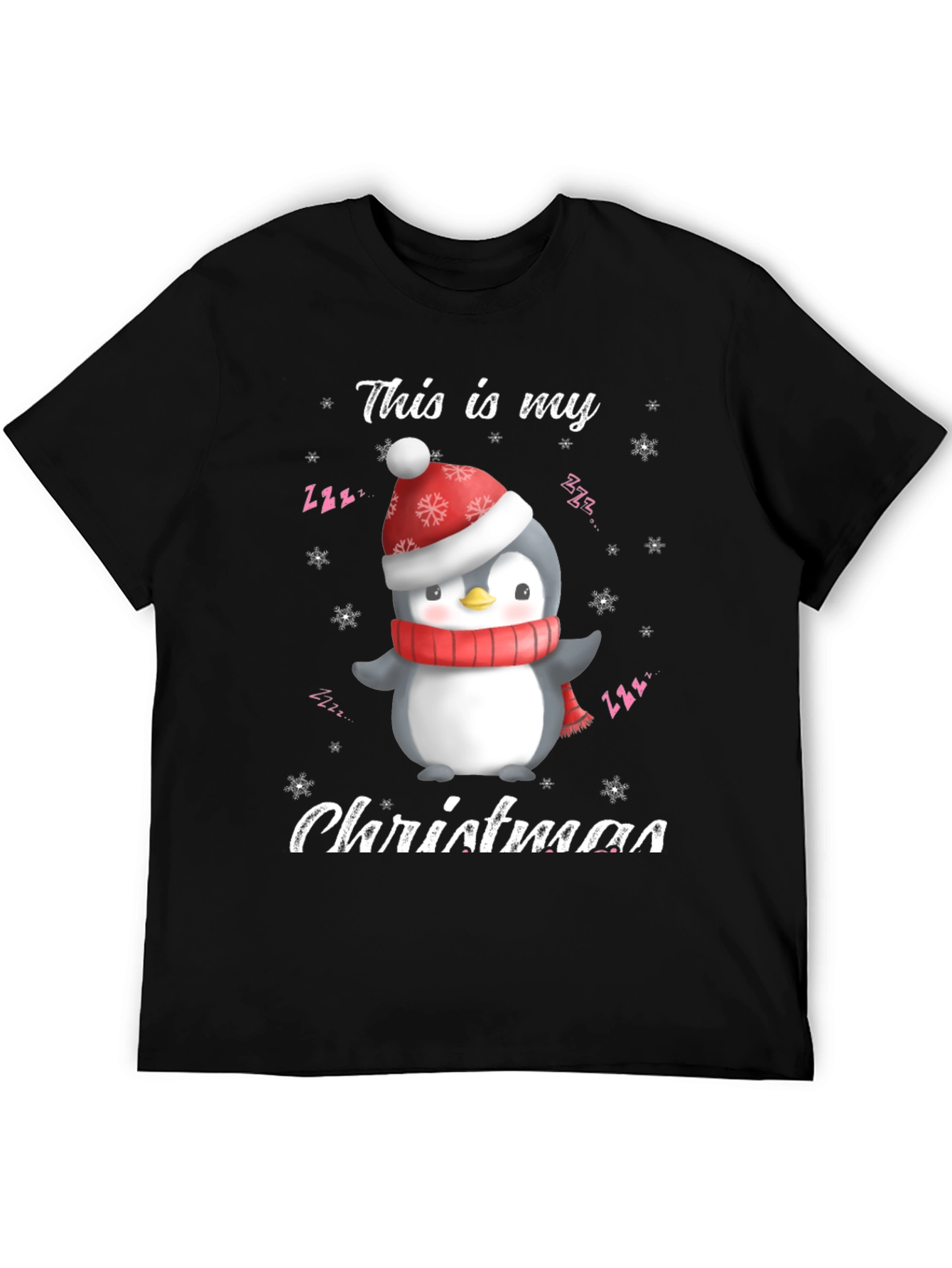 Black Christmas Penguin T-Shirt view 5