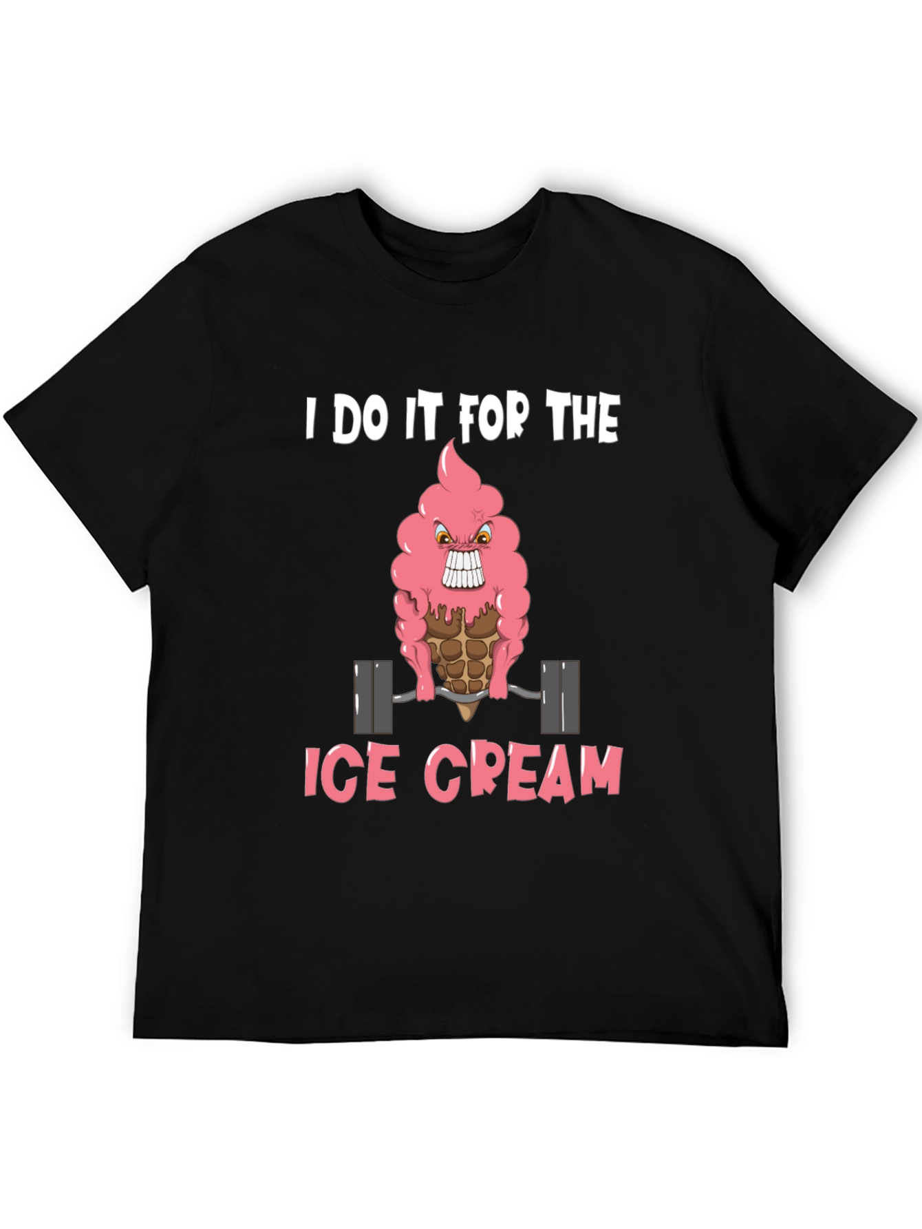 Black I Do It For The Ice Cream Graphic Tee - Funny Gym Shirt view 5