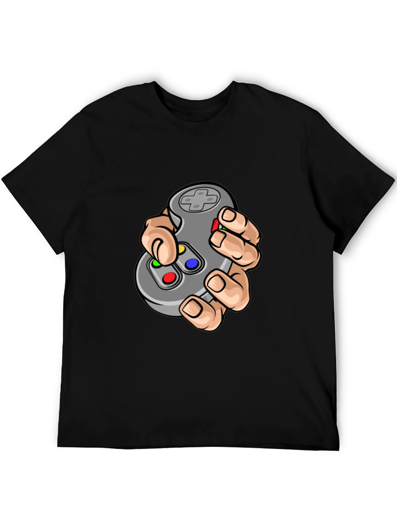 Black Gamer T-Shirt - Cartoon Controller Graphic Tee view 5