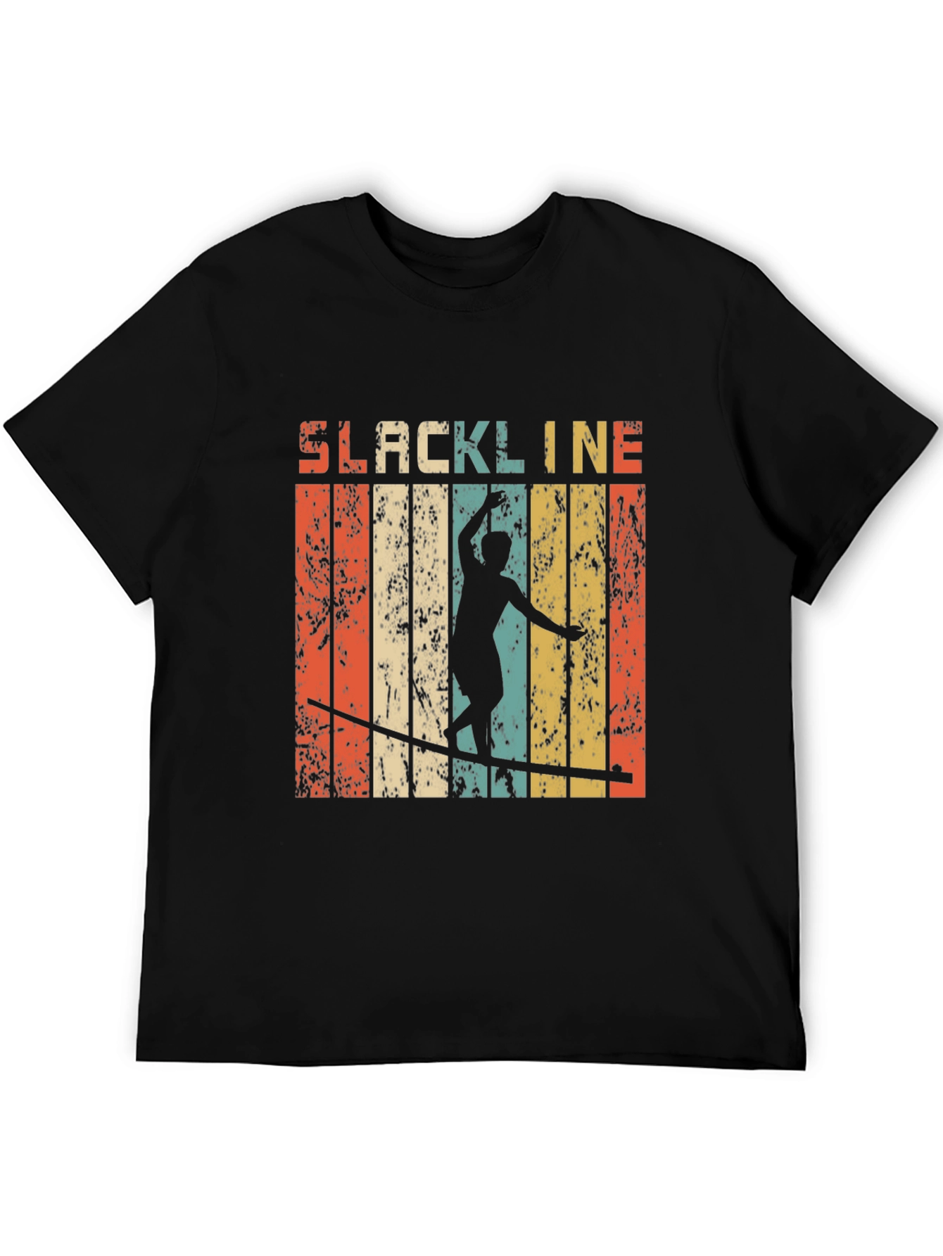 Black Retro Slackline T-Shirt - Vintage Style Black Tee view 5