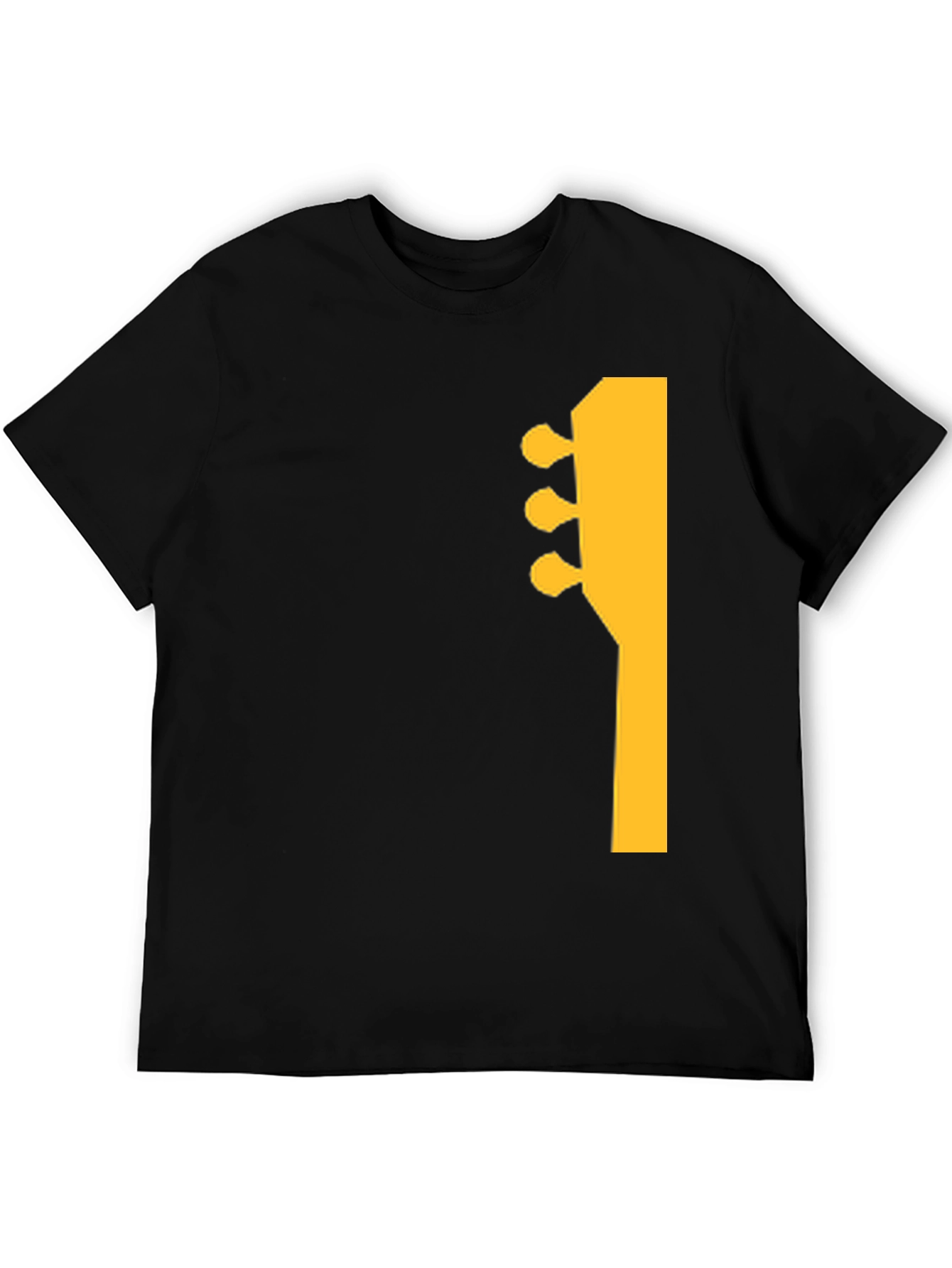 Black Guitar Headstock Graphic Tee - Black Cotton Casual Shirt view 5